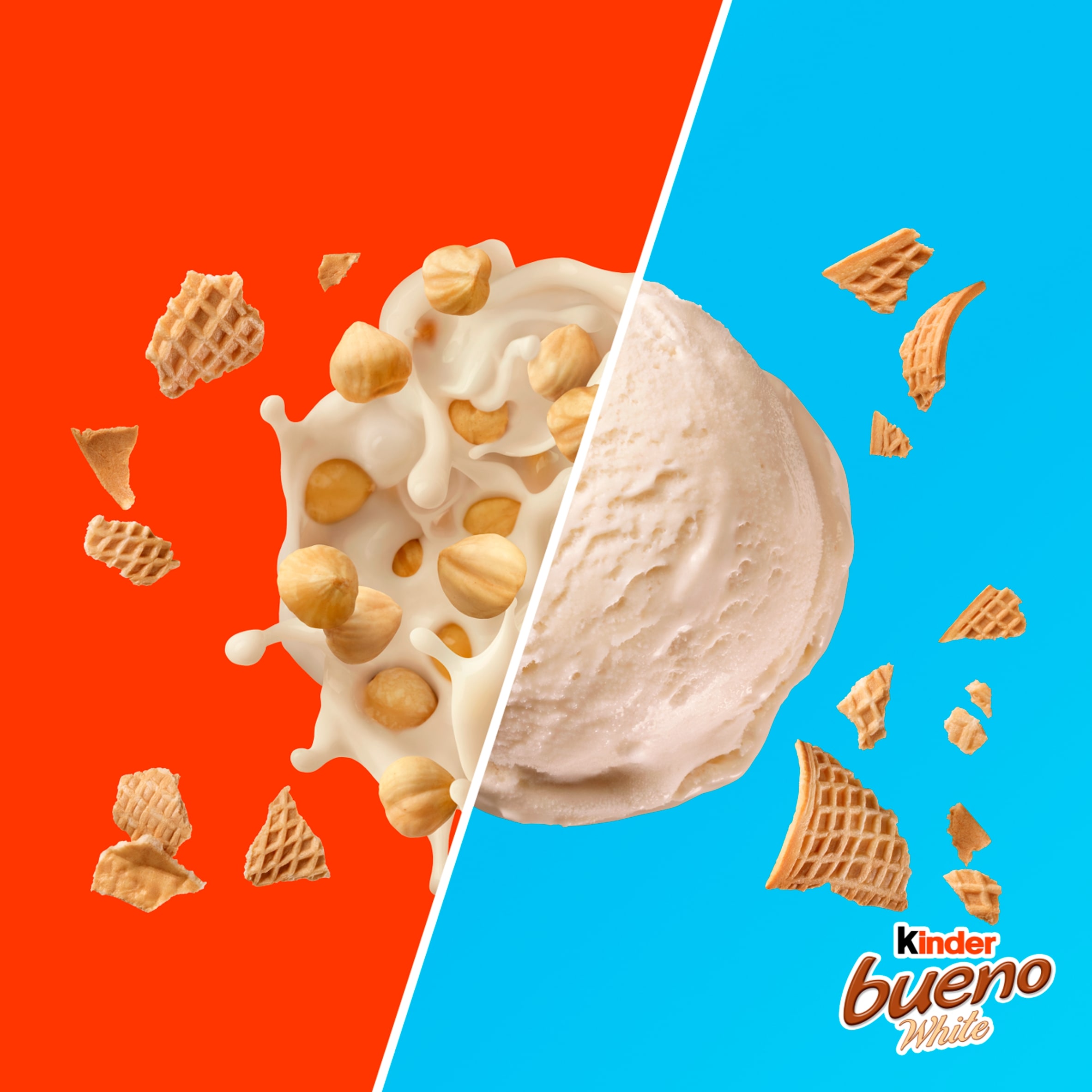 Kinder Bueno White And Hazelnut Ice Cream Cone 4 X 90Ml thumbnail 3