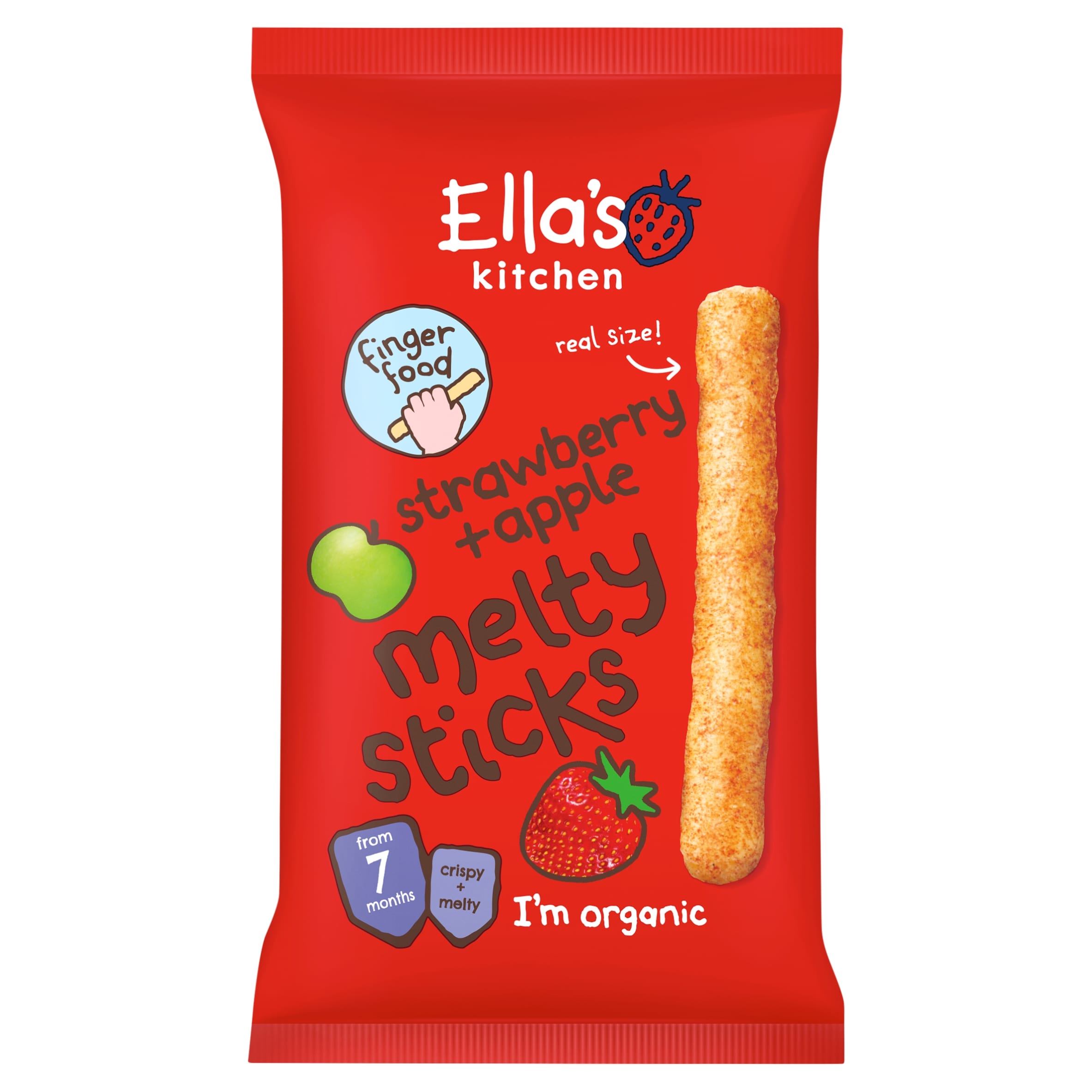 Ella's Kitchen Organic Melty Sticks Strawberry + Apple 7m+