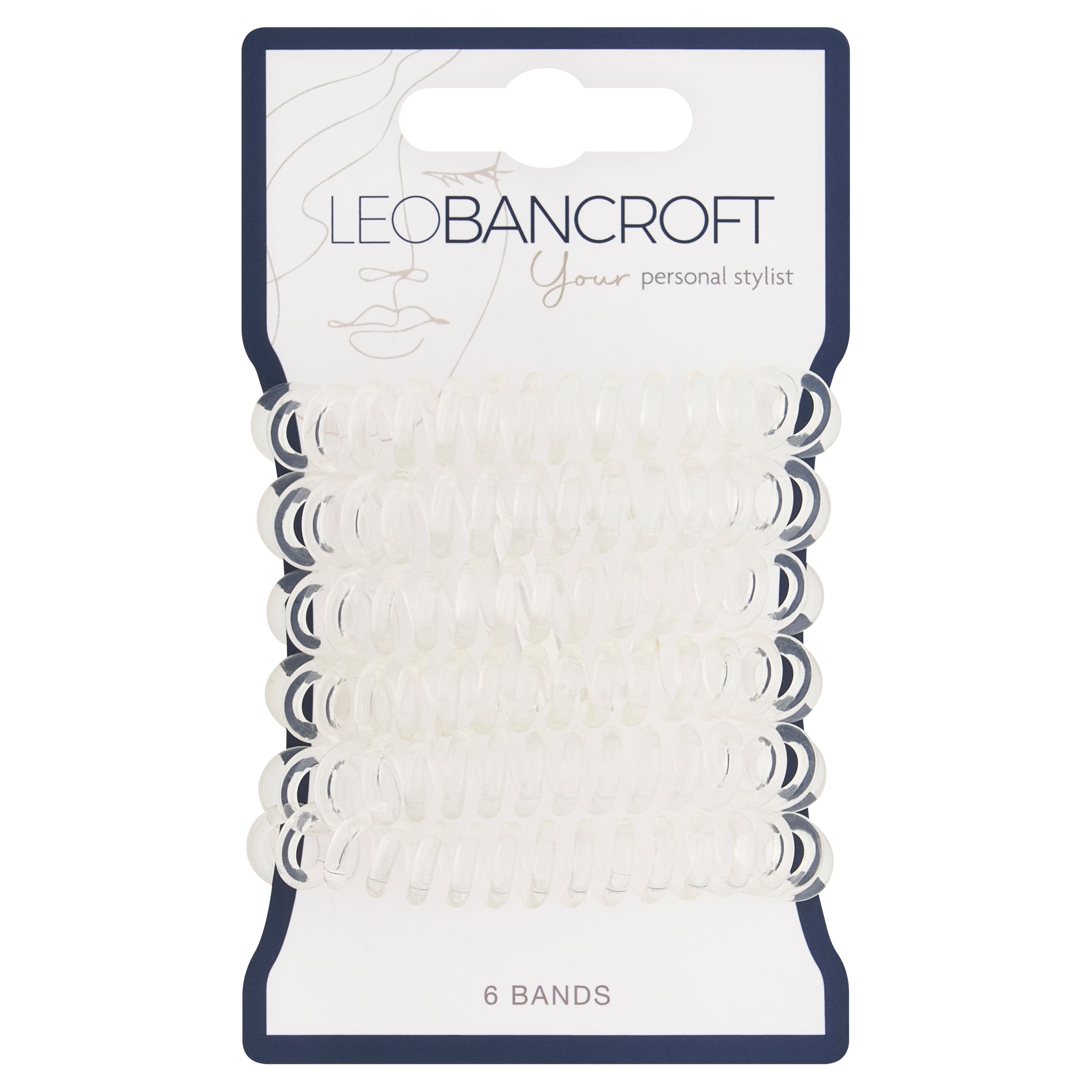 Leo Bancroft Spiral Hairbands Clear 6 Pack