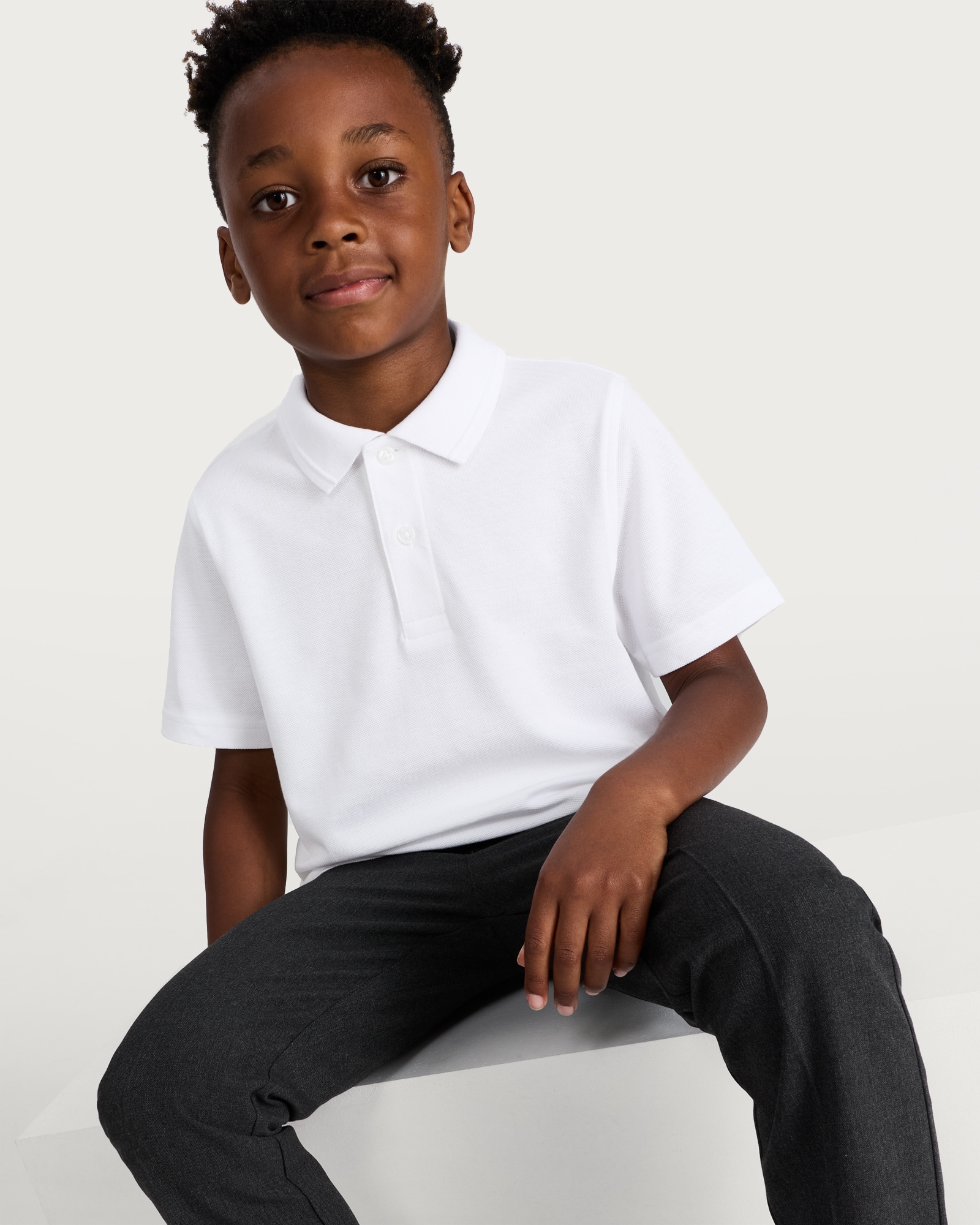 F&F School Unisex 2-Pack Pure Cotton Regular Fit Polo Shirts in White