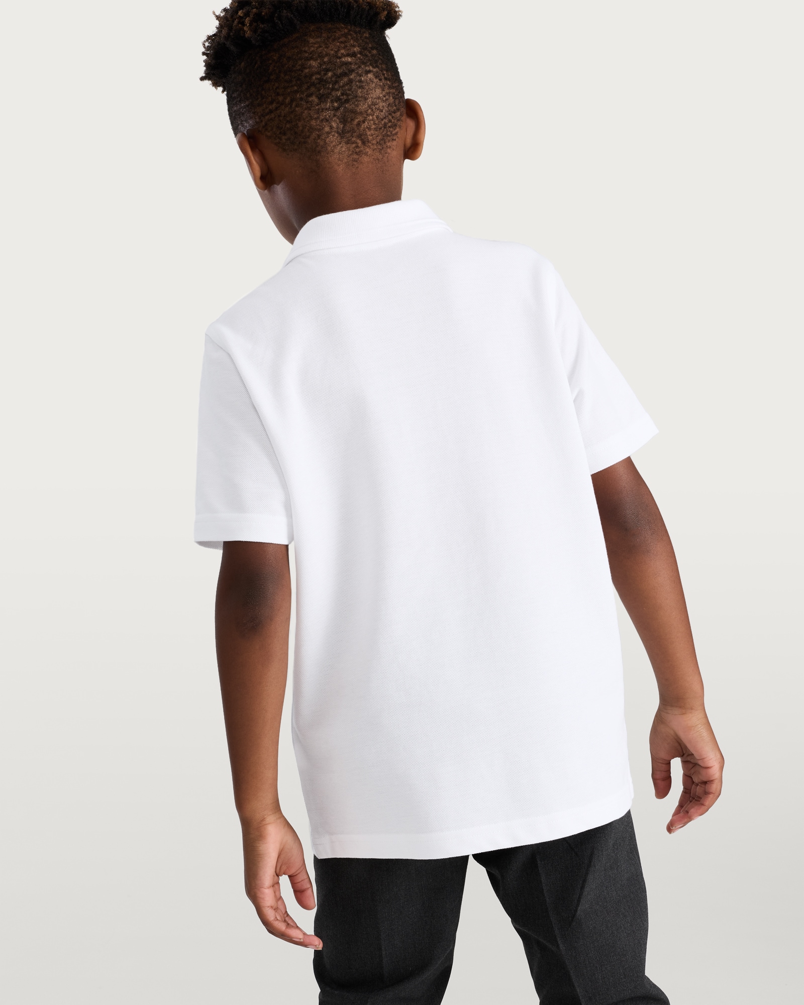 F&F School Unisex 2-Pack Pure Cotton Regular Fit Polo Shirts in White thumbnail 3