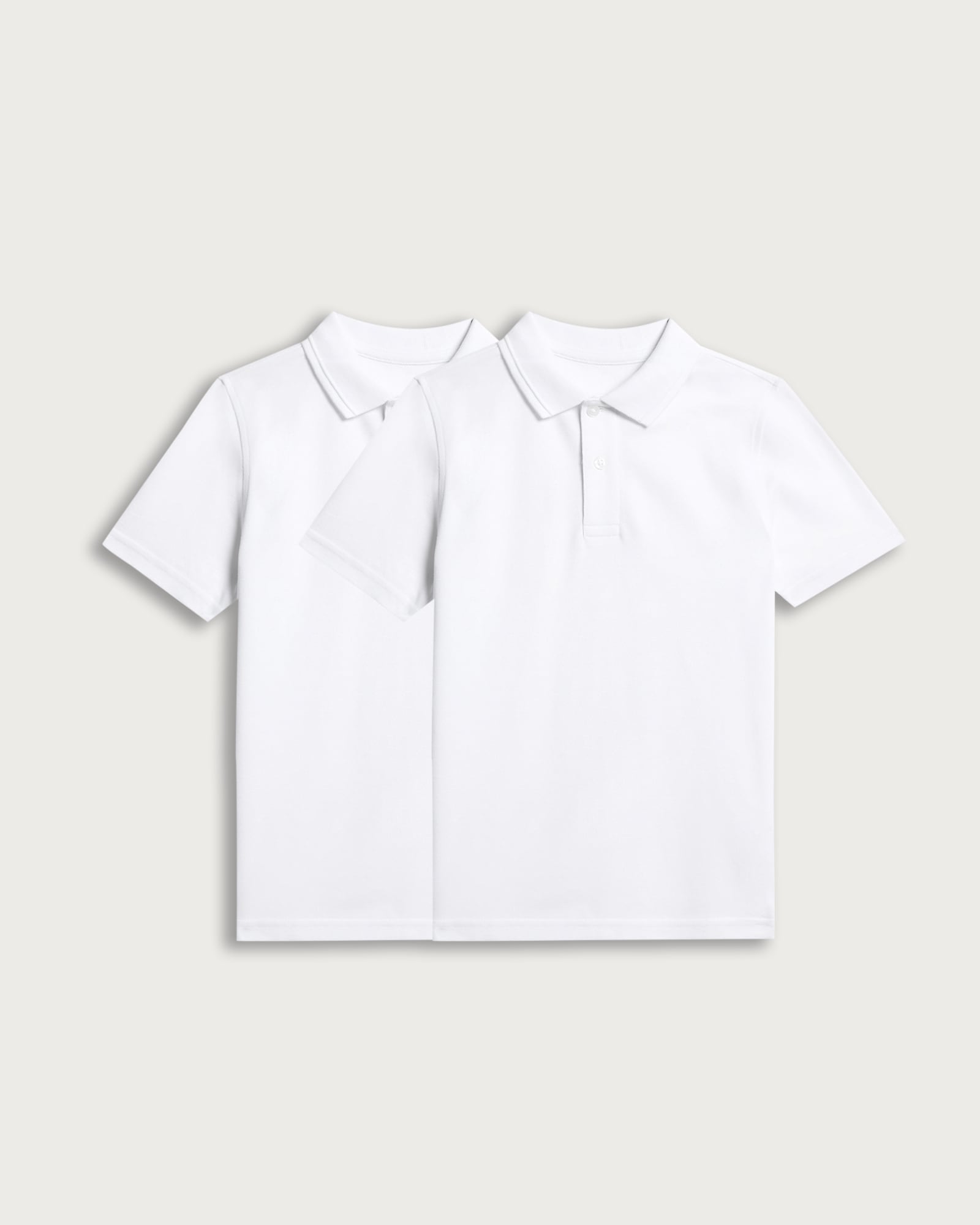 F&F School Unisex 2-Pack Pure Cotton Regular Fit Polo Shirts in White thumbnail 5