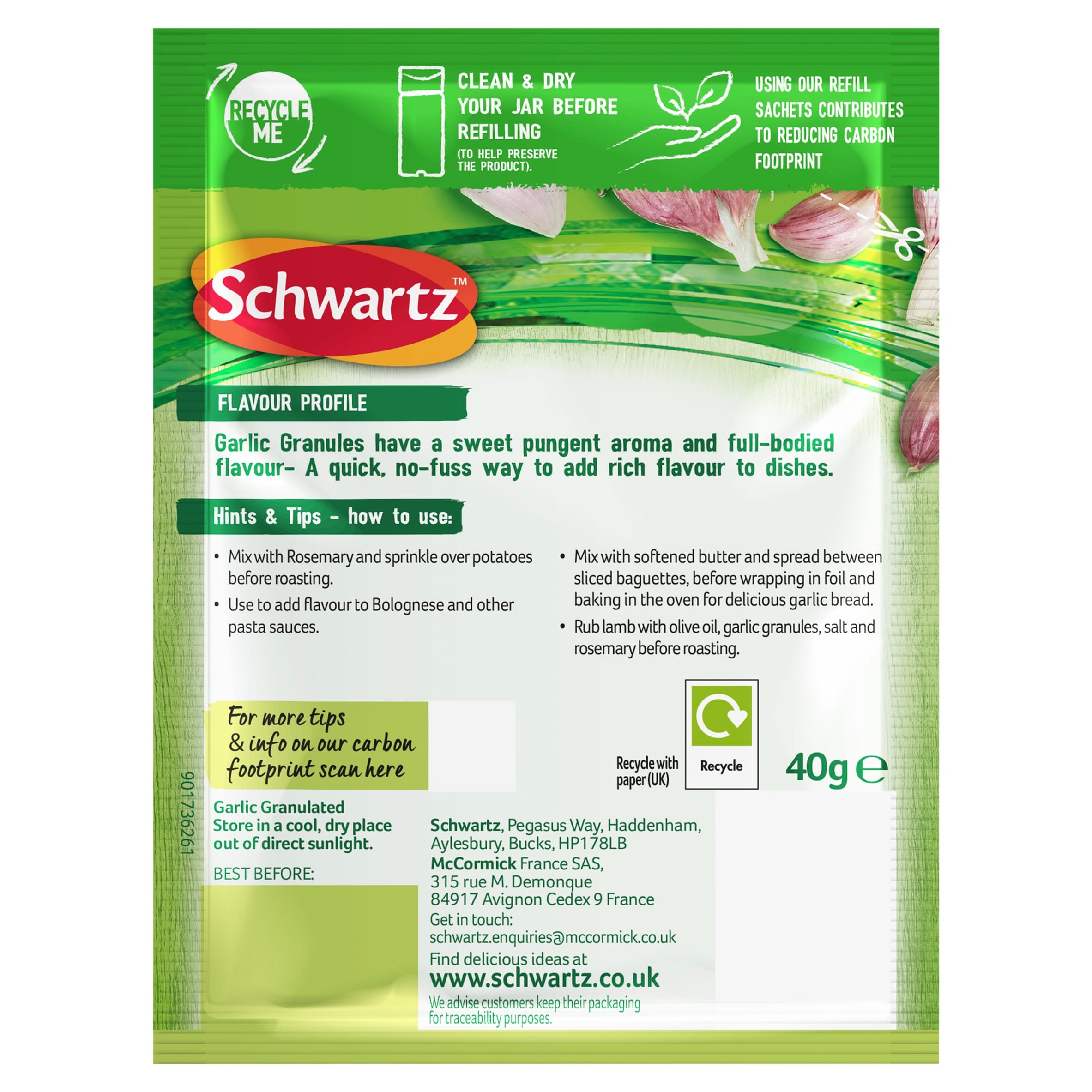 Schwartz Garlic Granules Refill Pack 40g thumbnail 2