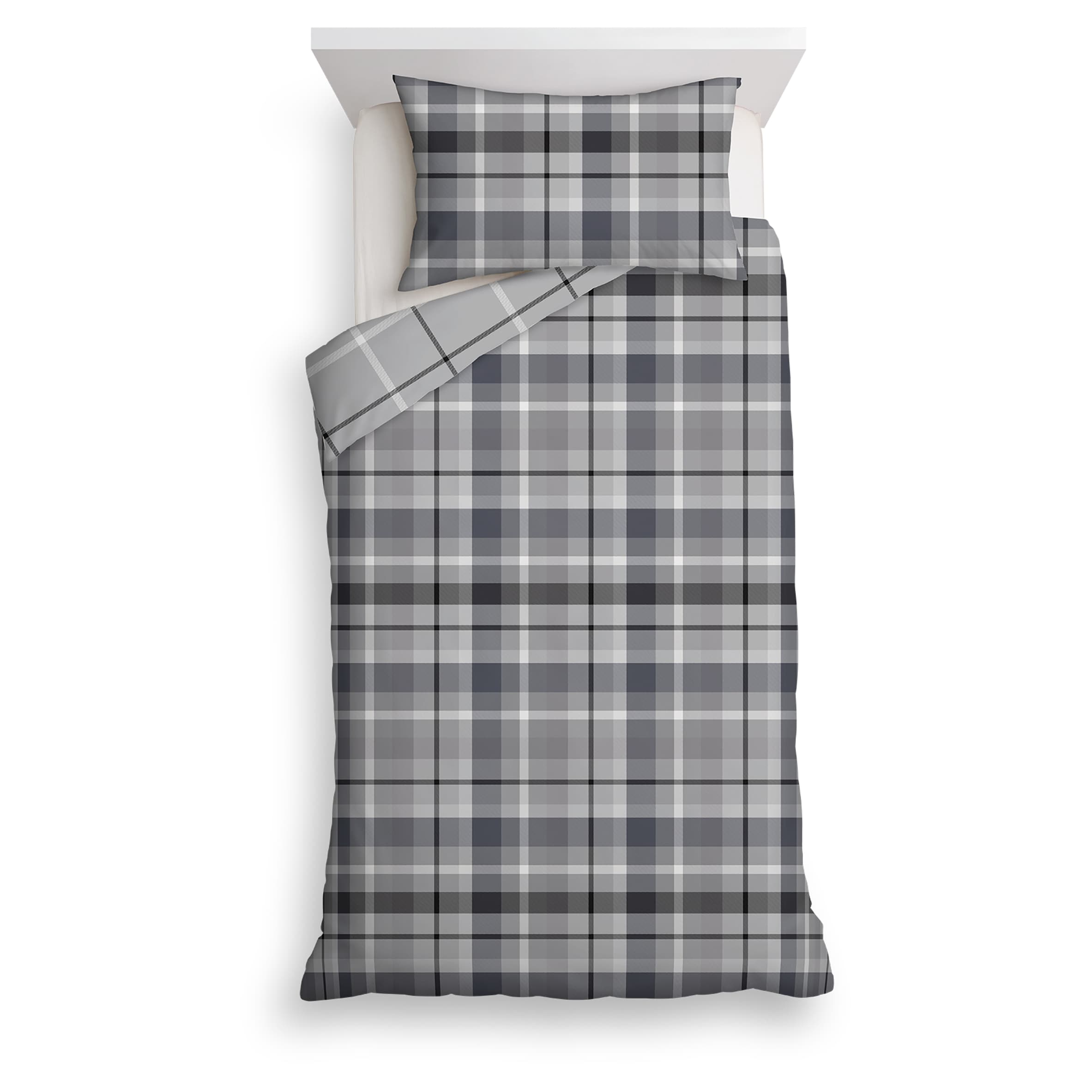 F&F Home Bedding Black Check Duvet Set Single