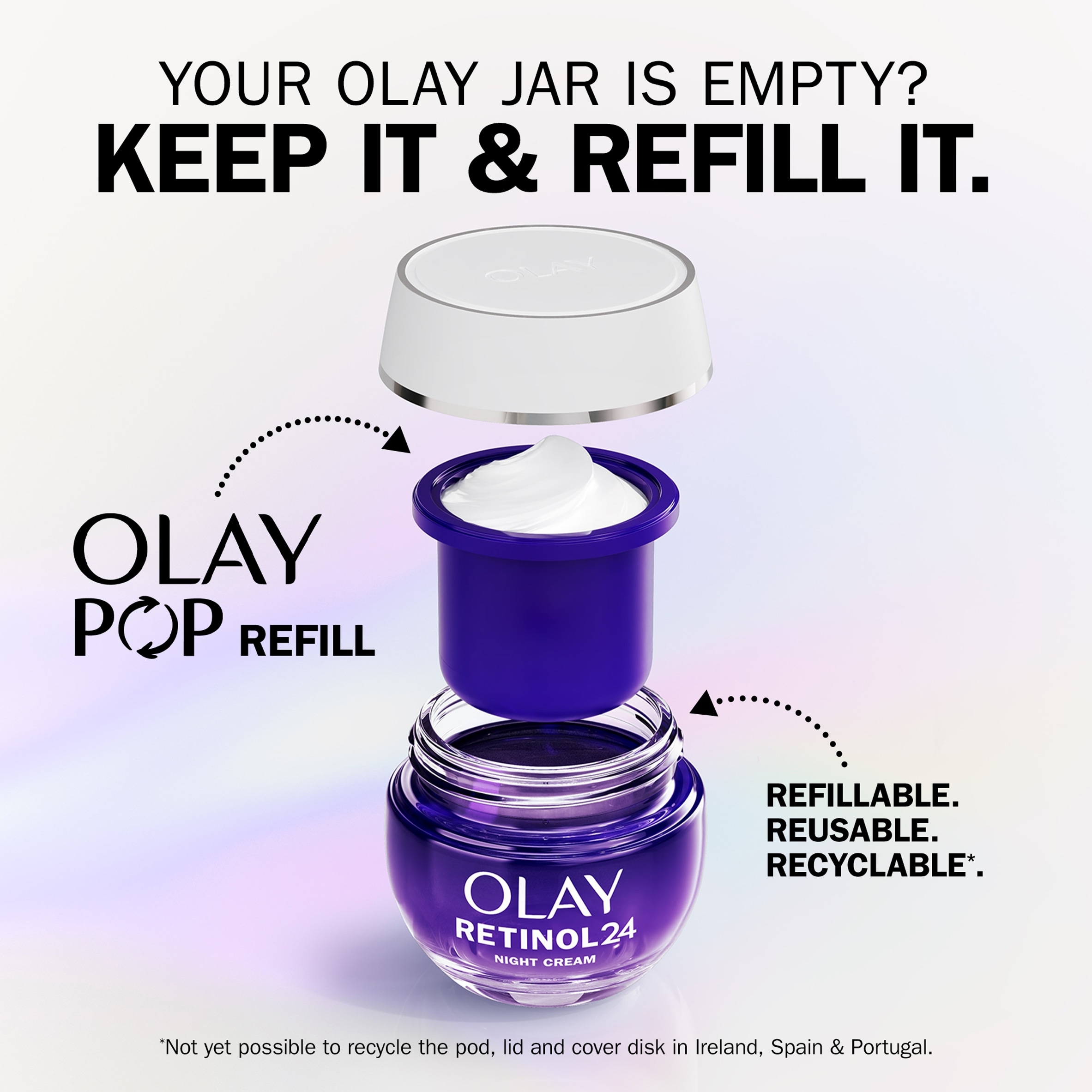 Olay Retinol 24 Night Cream Face Moisturiser REFILL. Anti Ageing Skincare, 50ml thumbnail 2