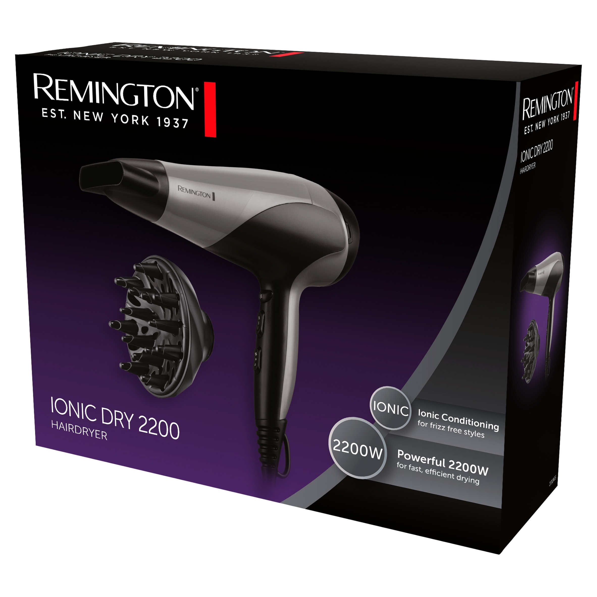 Remington Black/Silver Ionic Dry 2200 Hairdryer