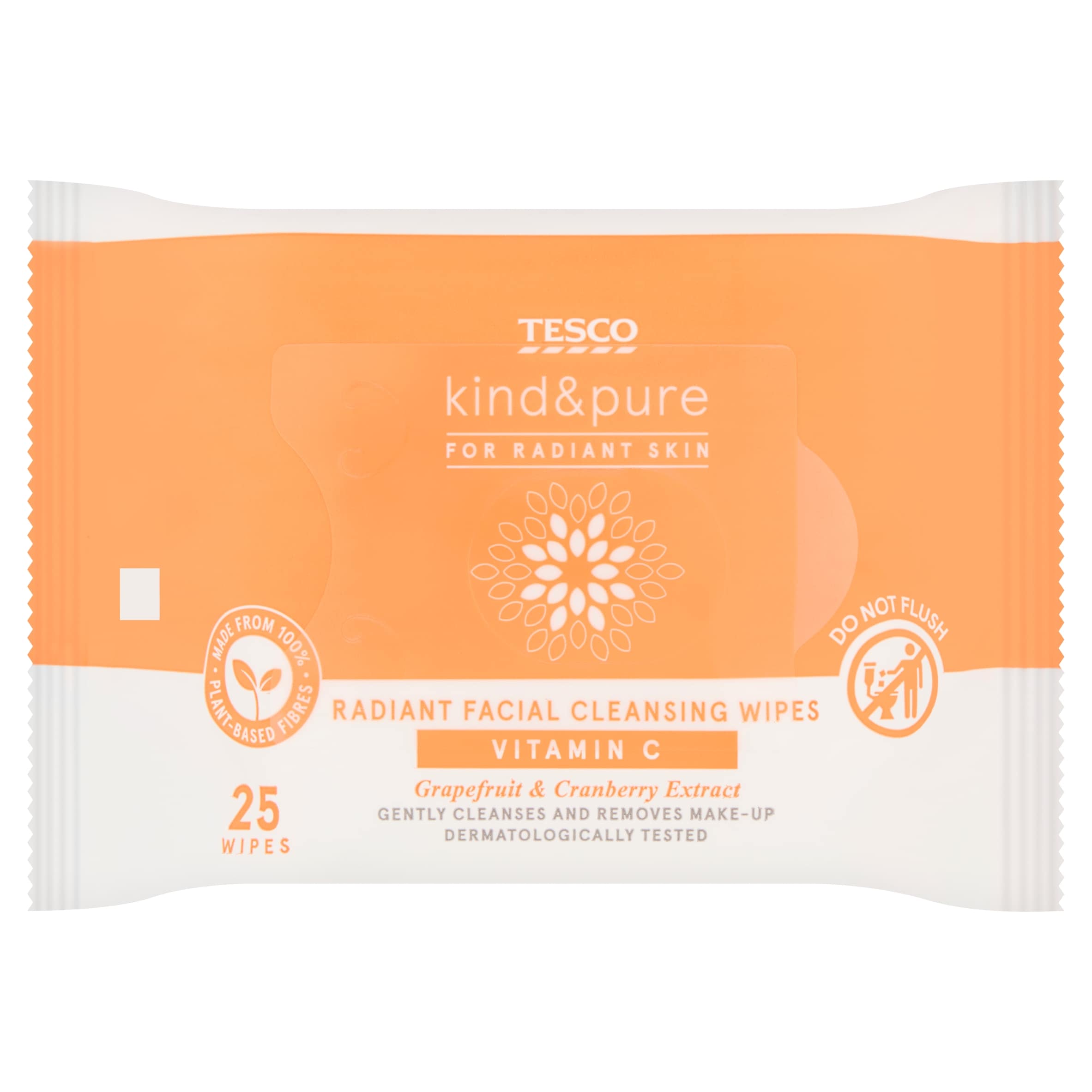 Tesco Kind & Pure Radiant Facial Cleansing Wipes Vitamin C 25 Pack