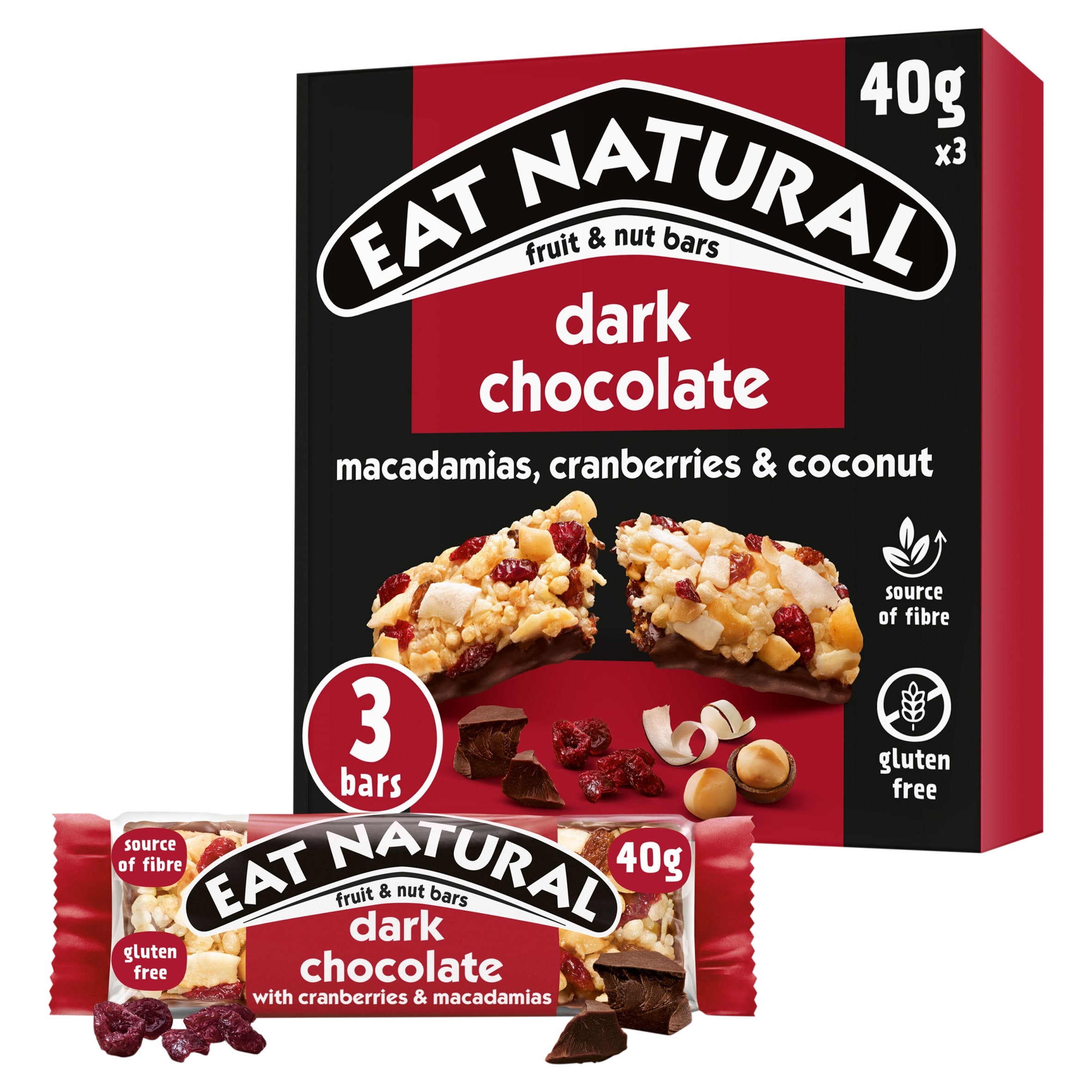 Eat Natural Dark Chocolate Cranberries & Macadamias Bars