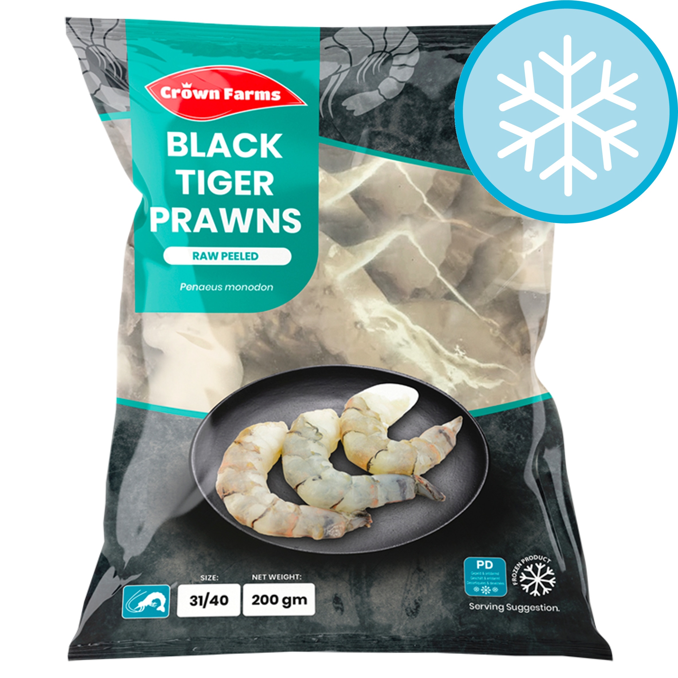 Crown Farms Raw Black Tiger King Prawns