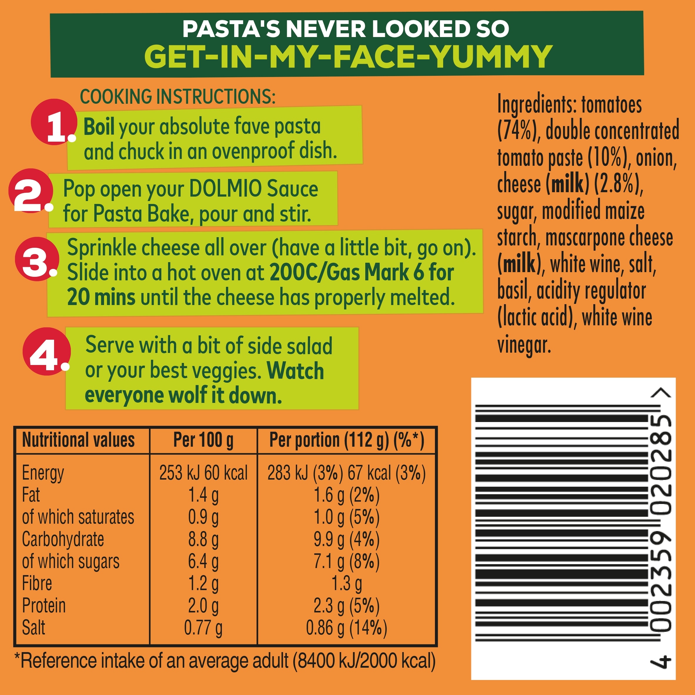 Dolmio Pasta Bake Sauce - Tomato & Cheese 450g thumbnail 5