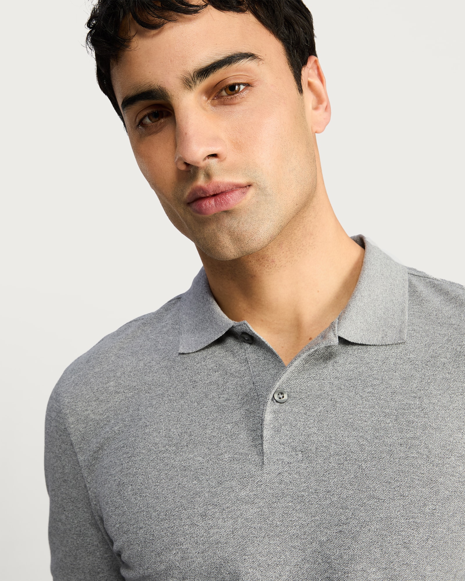 F&F Cotton Rich Short Sleeved Regular Fit Polo Shirt in Grey
