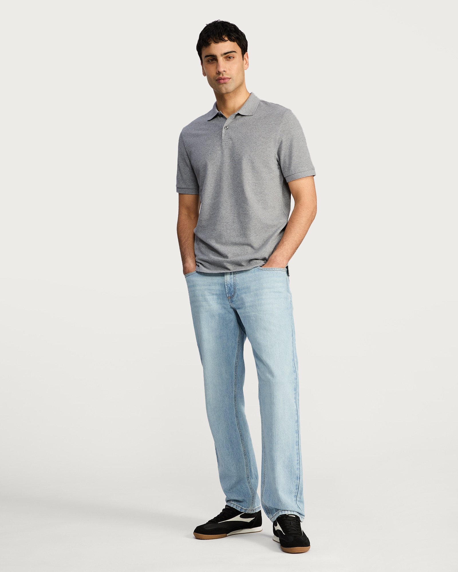 F&F Cotton Rich Short Sleeved Regular Fit Polo Shirt in Grey thumbnail 2