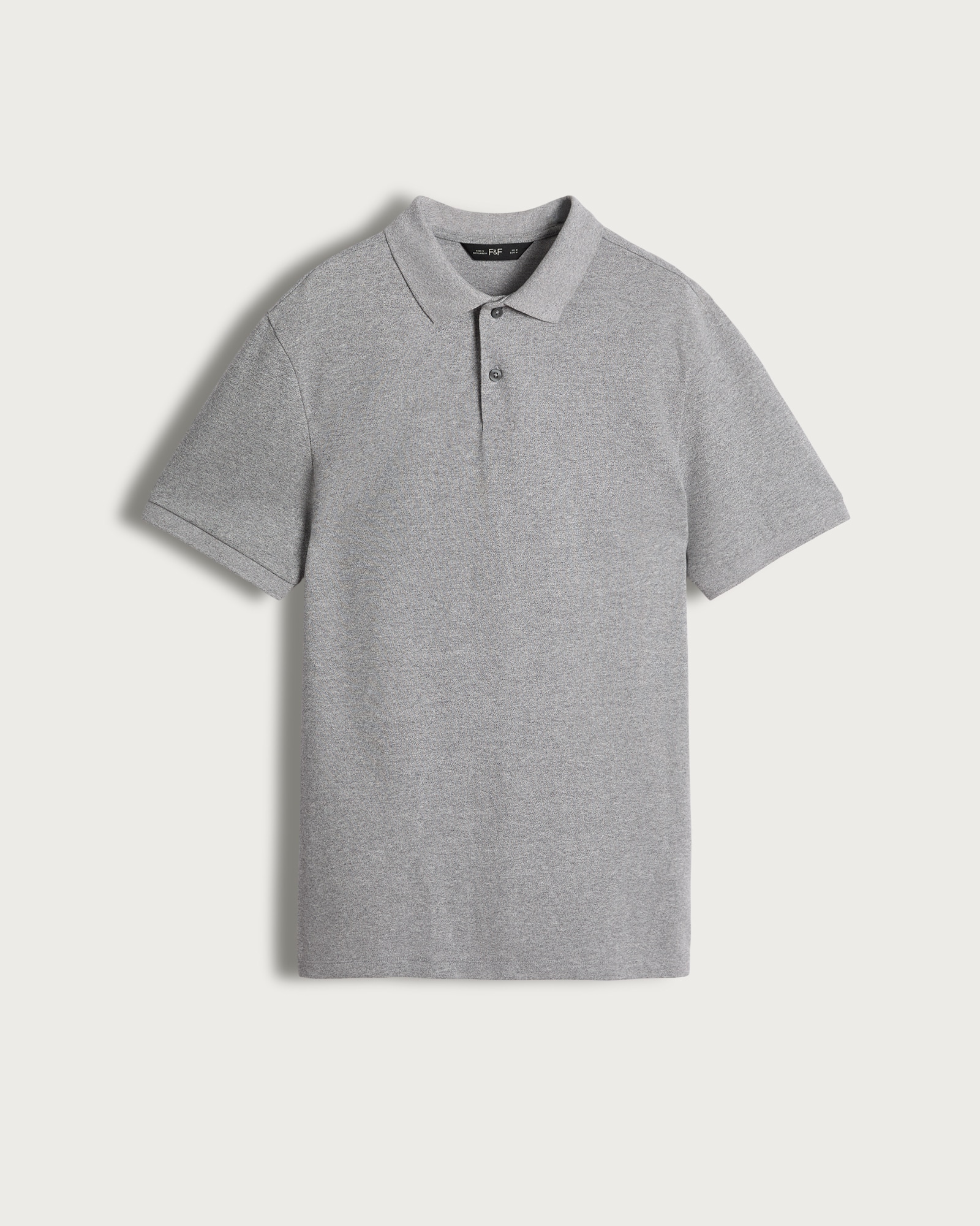 F&F Cotton Rich Short Sleeved Regular Fit Polo Shirt in Grey thumbnail 4