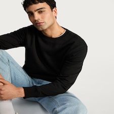 F&F Regular Fit Crew Neck Sweatshirt in Black