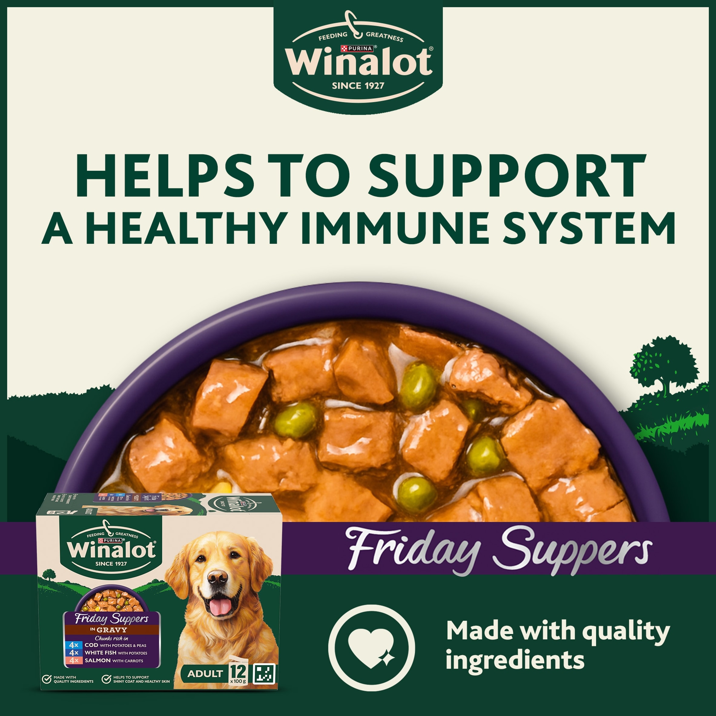 WINALOT Friday Suppers Mixed Variety Fish in Gravy Wet Dog Food 12x100g thumbnail 3