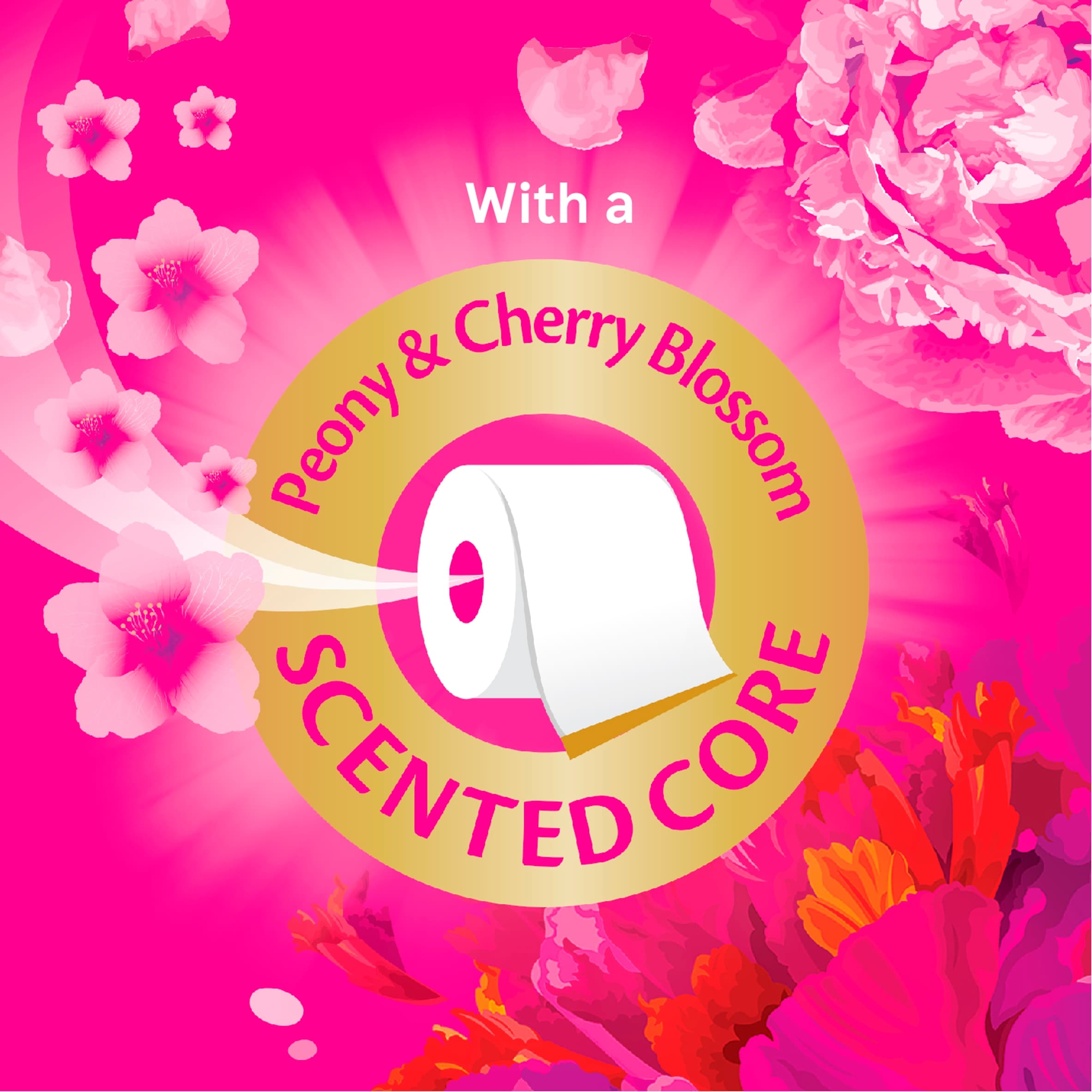 Tesco Luxury Soft Peony & Cherry Blossom 6 Long Rolls thumbnail 2