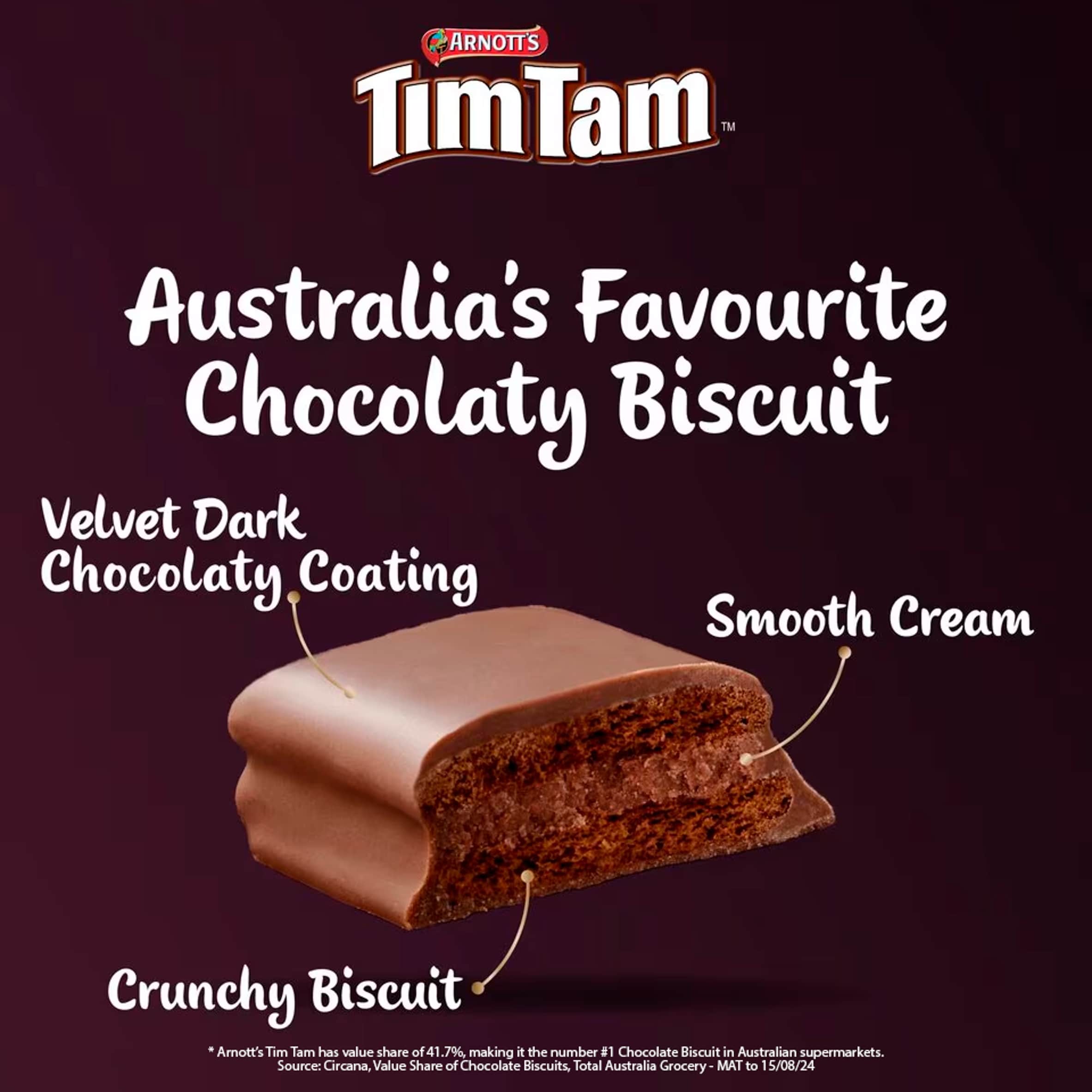 Tim Tam Dark Chocolatey Biscuit Bars 9 Pieces 163g thumbnail 2
