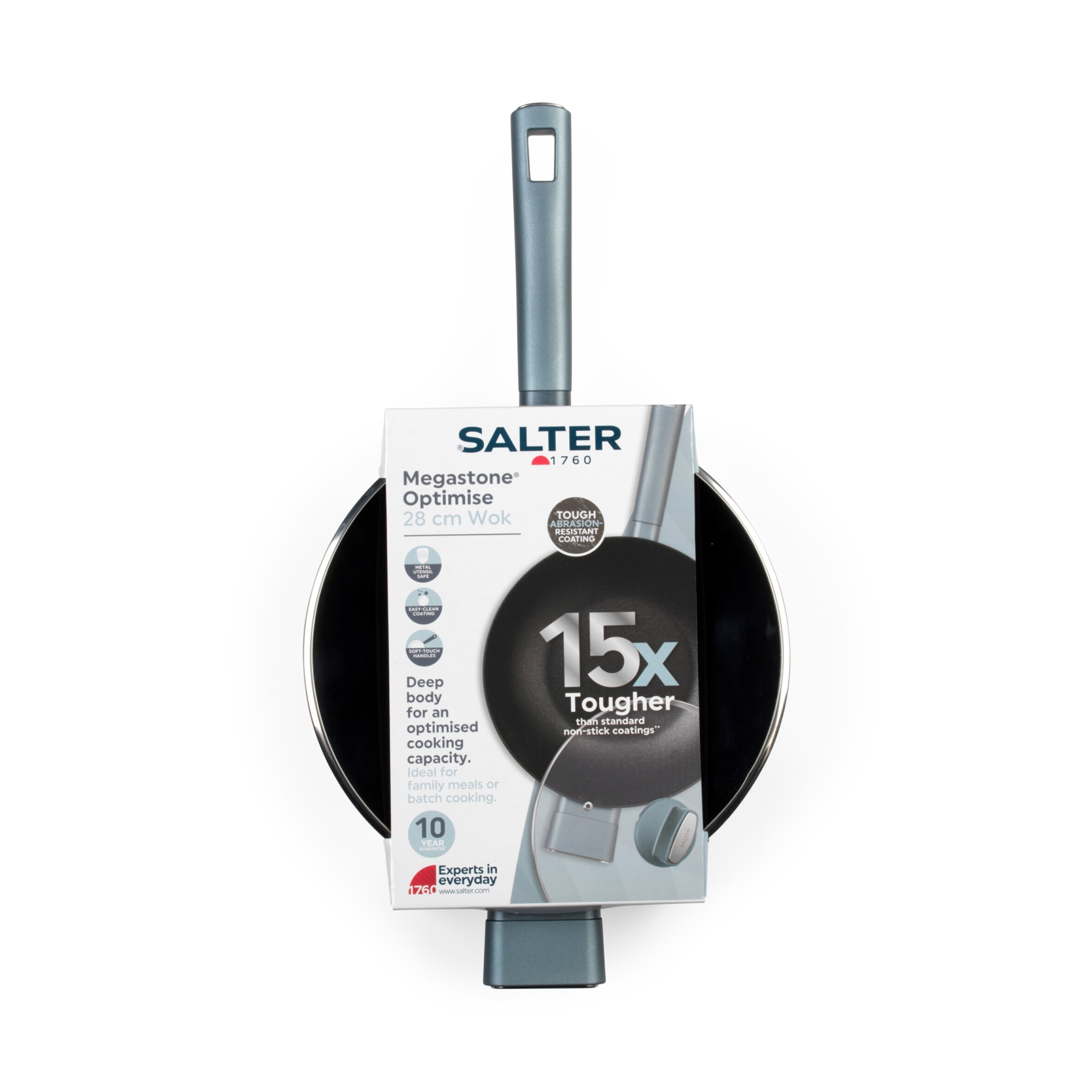 Salter Megastone x15 Optimise 28cm Lidded Wok