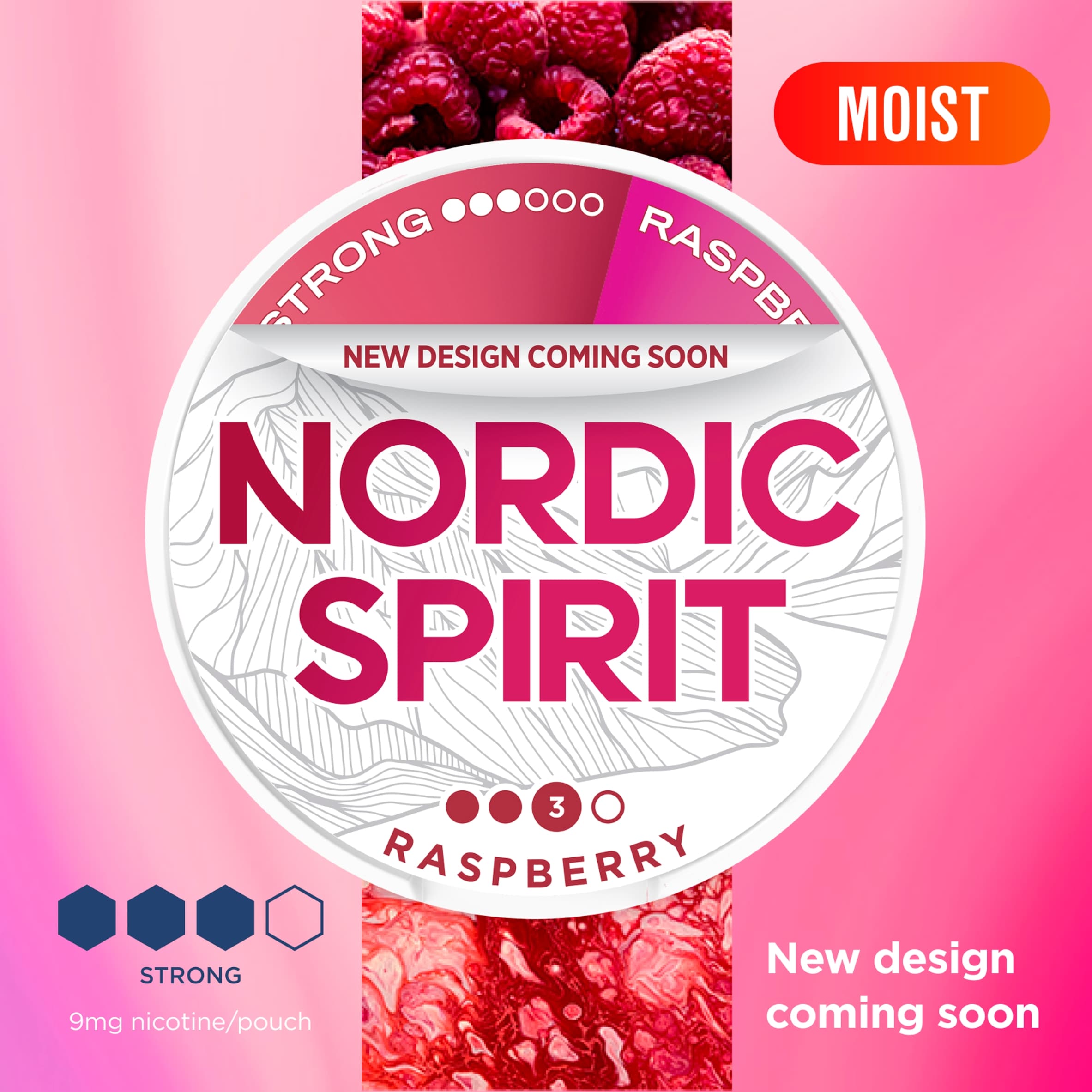 Nordic Spirit Raspberry Tobacco Free Nicotine Pouches Strong 20 Pack 9mg 14g thumbnail 2