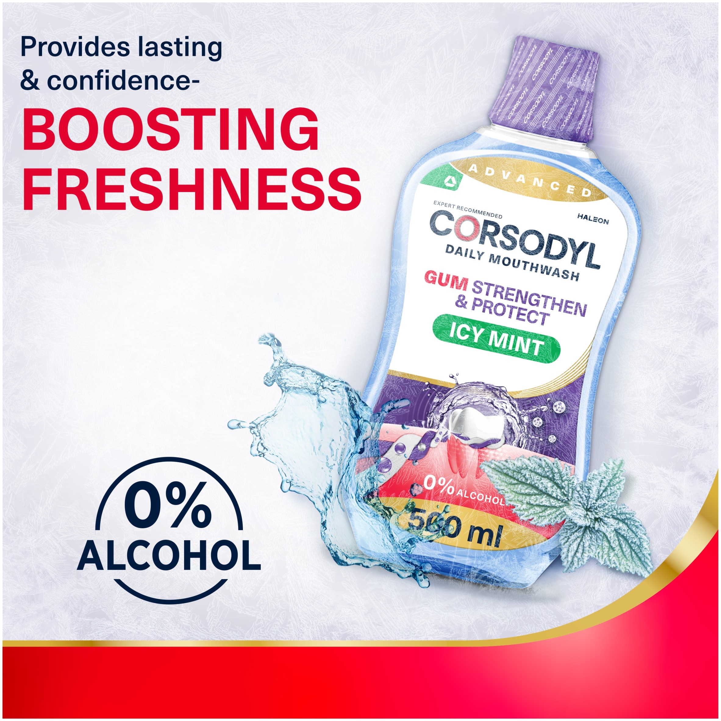 Corsodyl Gum Strengthen & Protect Icy Mint Mouthwash 500ml thumbnail 5