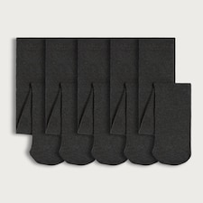 F&F School Girls 5-Pack Cotton Rich Tights in Grey