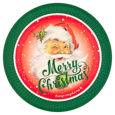 Tesco Trad Santa Red Christmas Plates 23cm 10 Pack