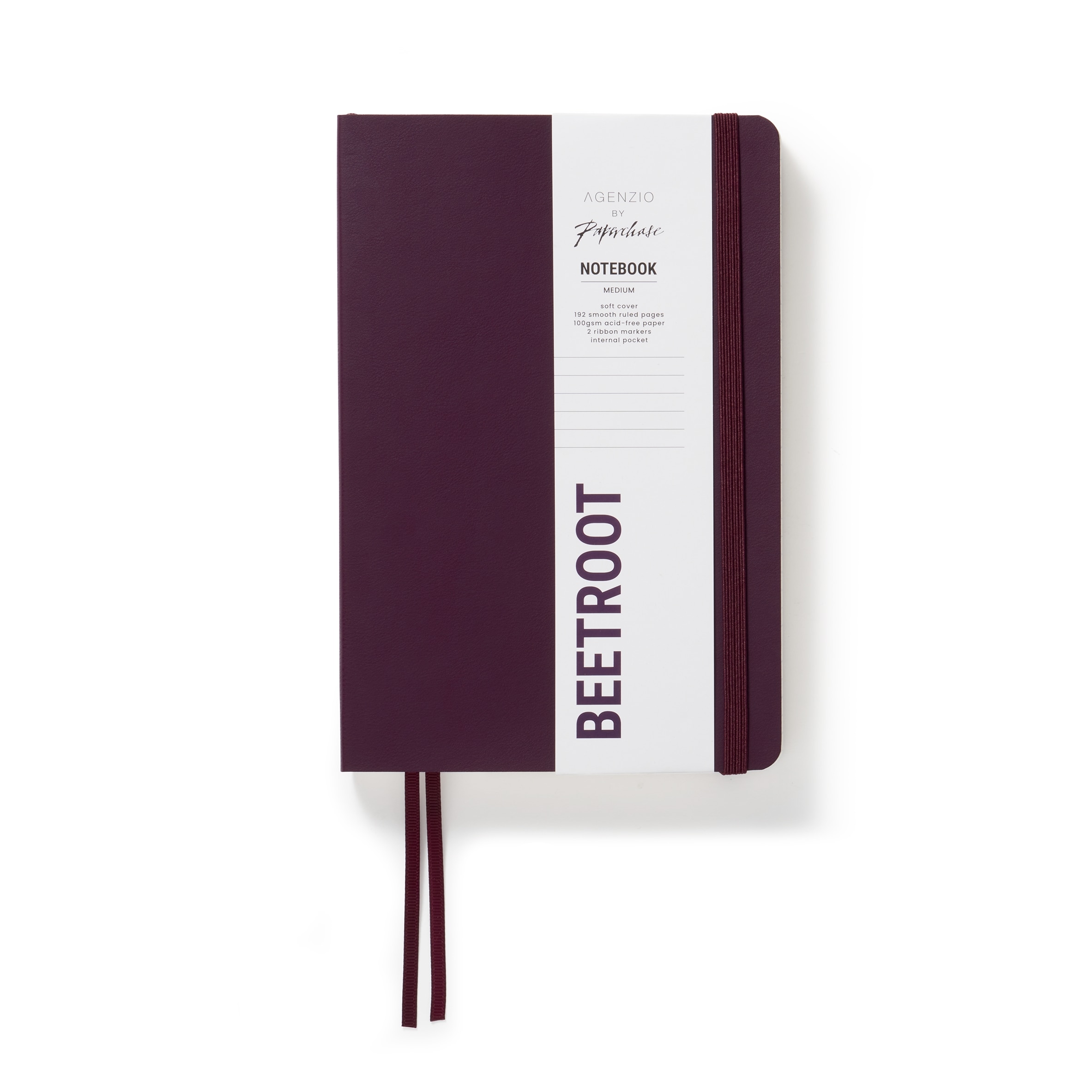 Agenzio Soft Touch Medium Ruled Notebook Beetroot