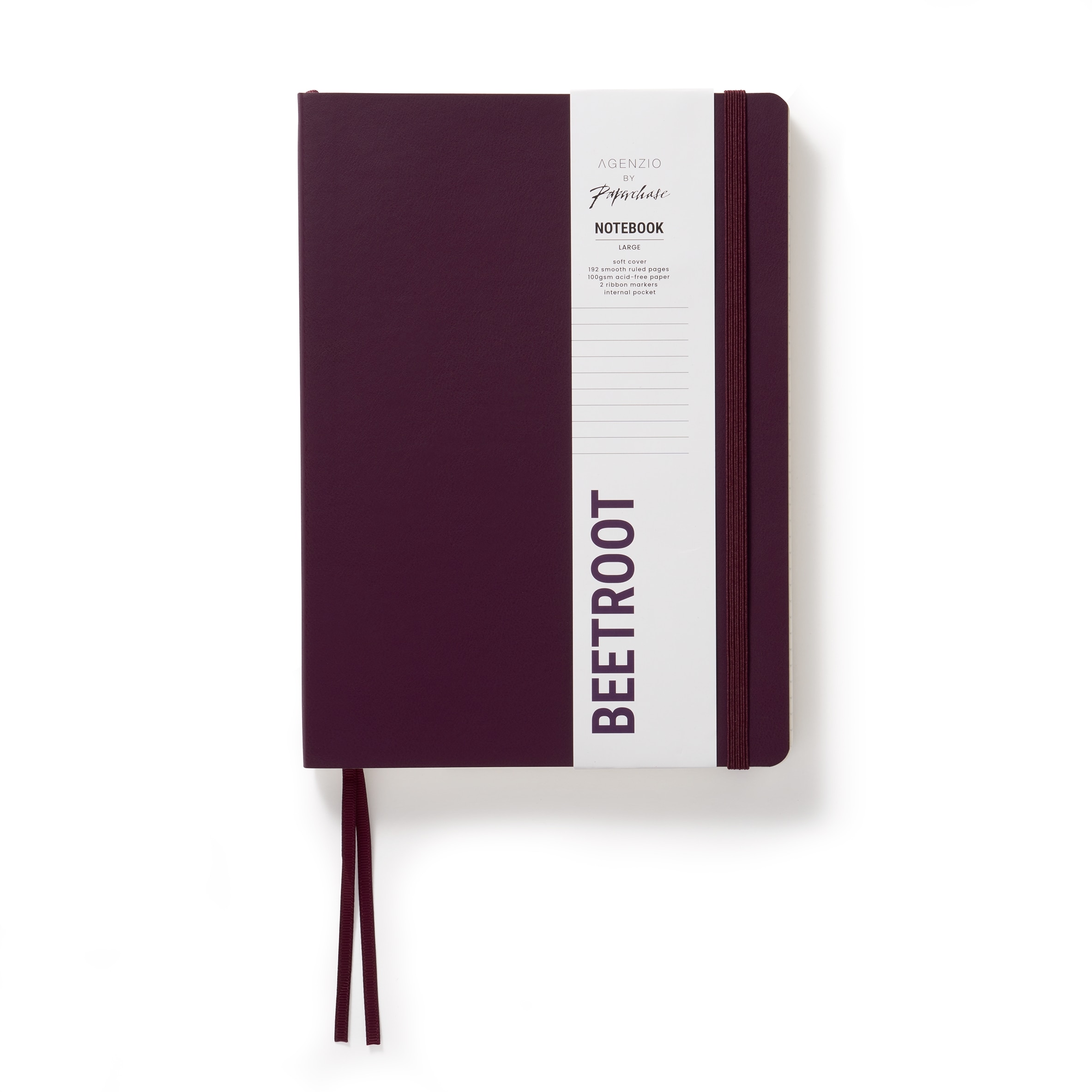 Agenzio Soft Touch Large Ruled Notebook Beetroot