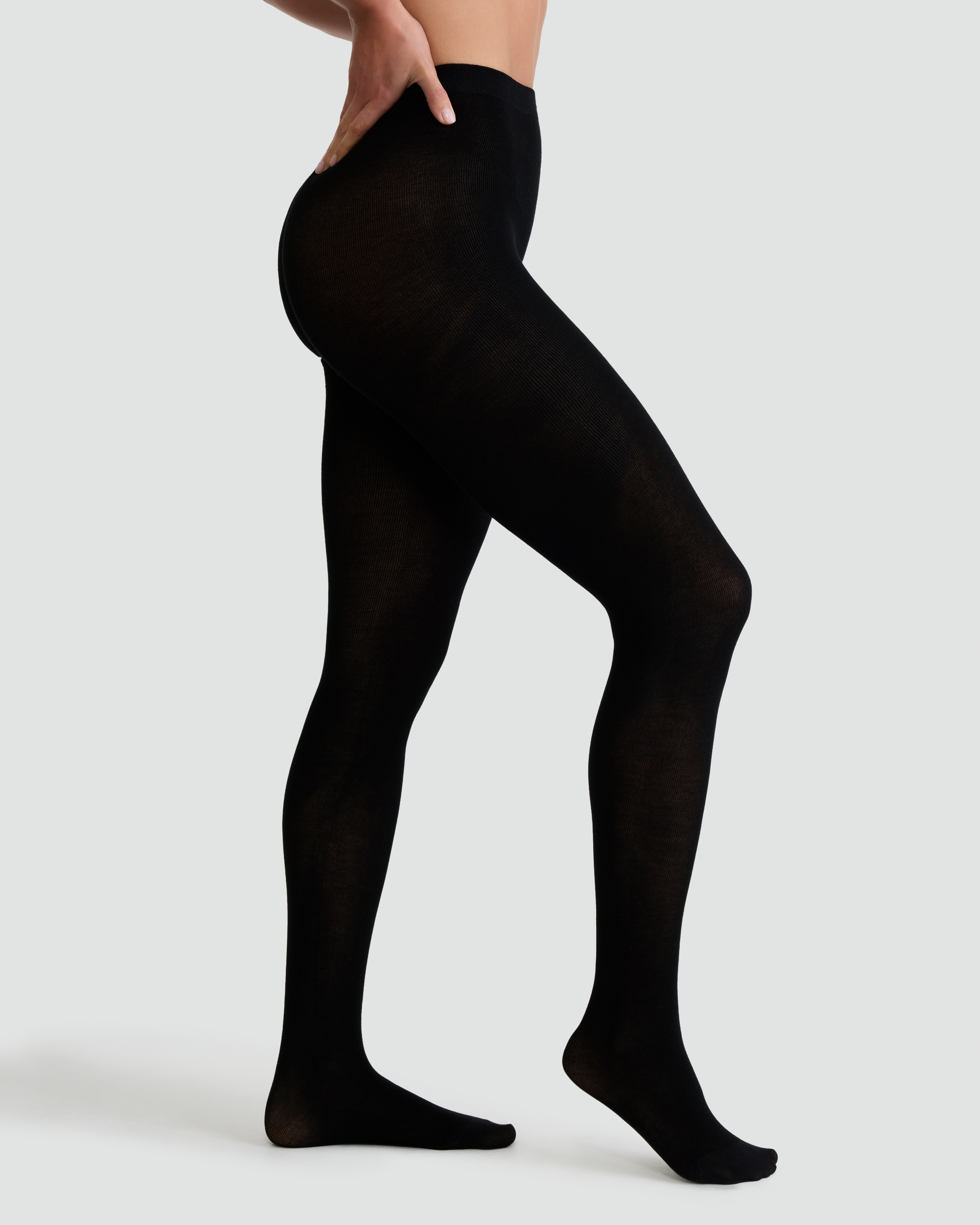 F&F 100 Denier Knitted Tights  in Black