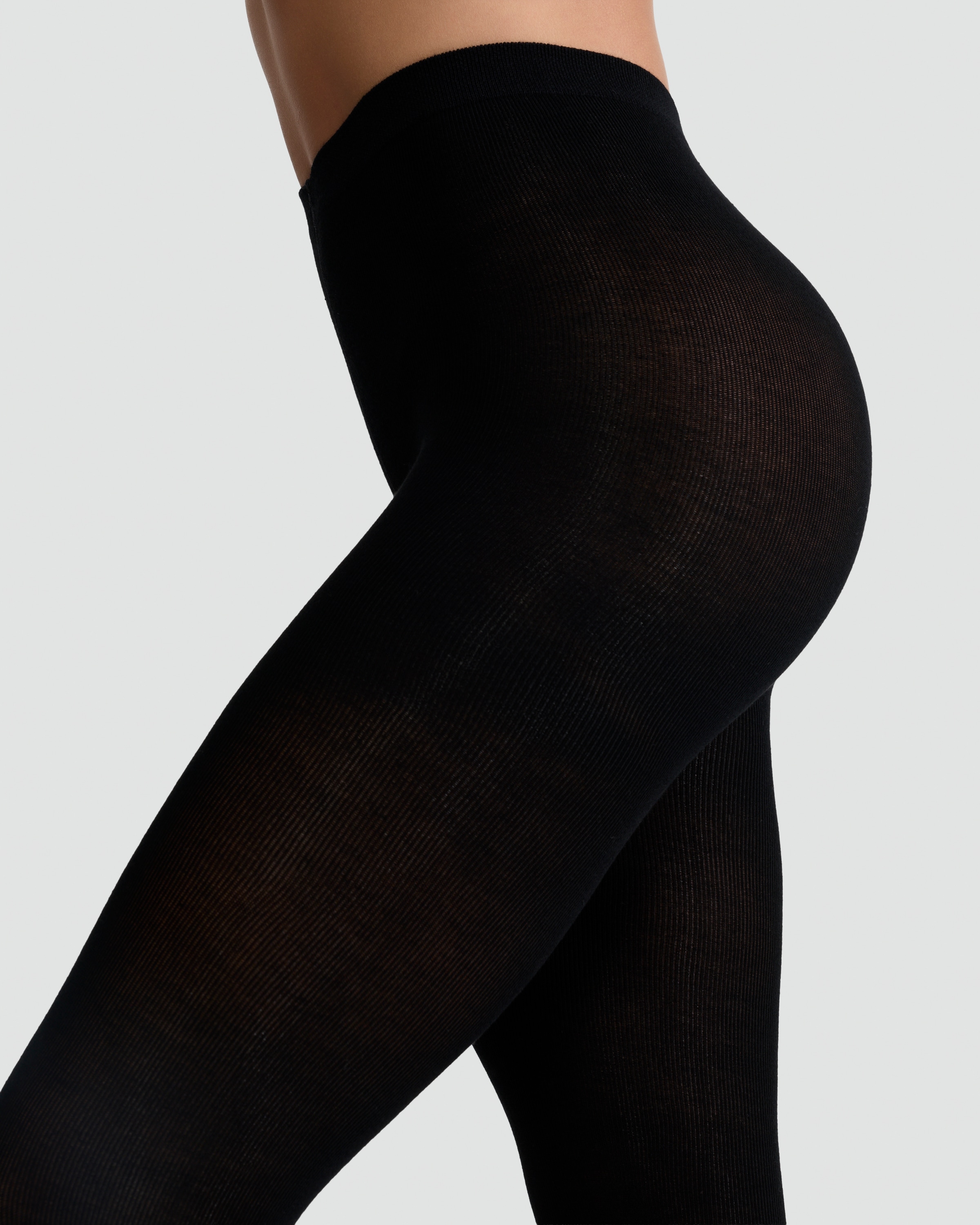 F&F 100 Denier Knitted Tights  in Black thumbnail 2