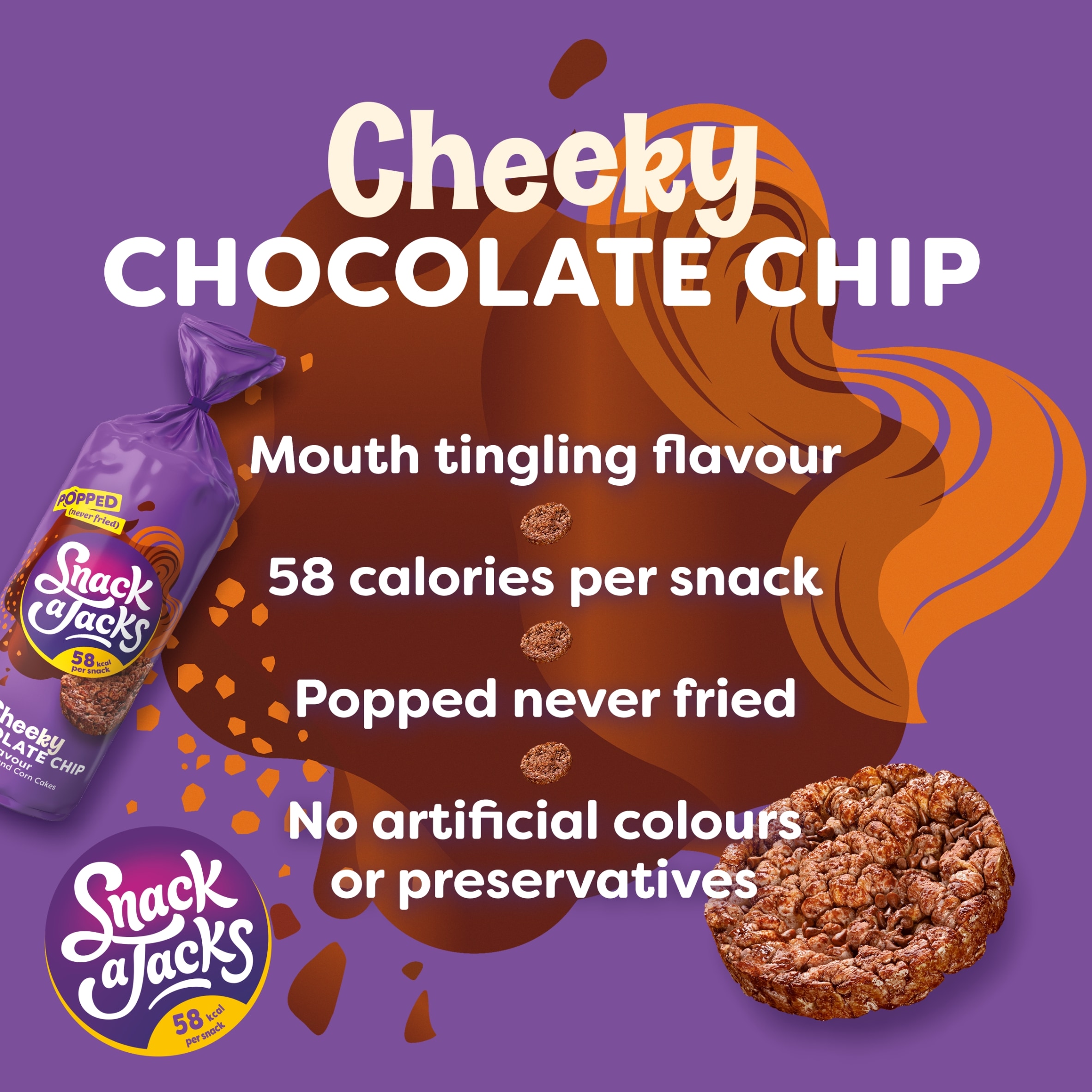 Snack a Jacks Chocolate Chip Jumbo Rice Cakes 180g thumbnail 3