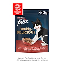 FELIX Doubly Delicious Beef, Chicken & Veg Dry Cat Food 750g