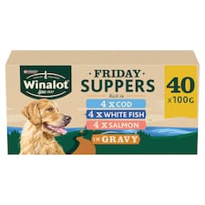 WINALOT Friday Suppers Mixed Variety Fish in Gravy Wet Dog Food 40x100g
