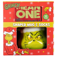 The Grinch Shaped Mug & Socks Christmas Gift Set