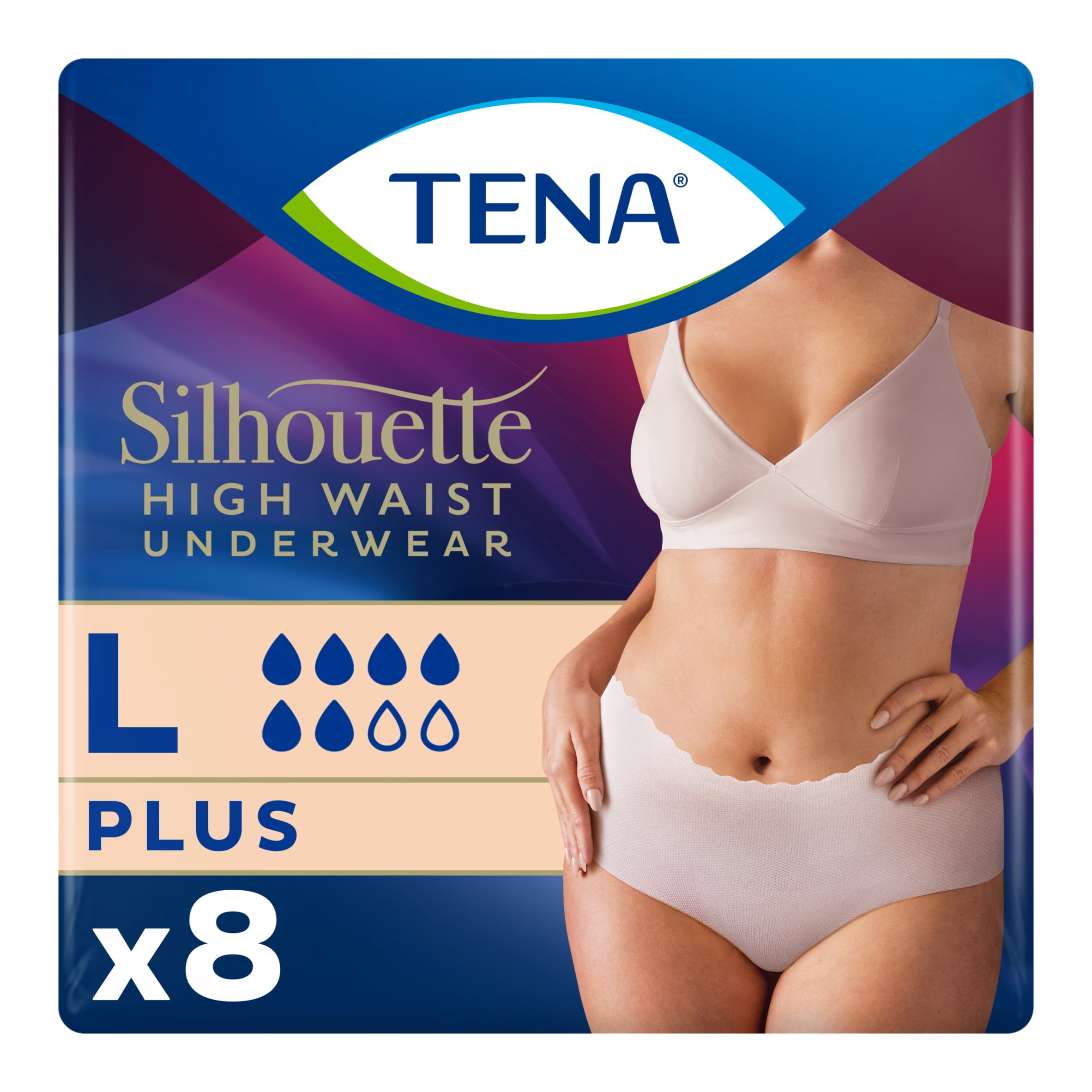 TENA Silhouette Incontinence Pants Cream Large 8 Pack