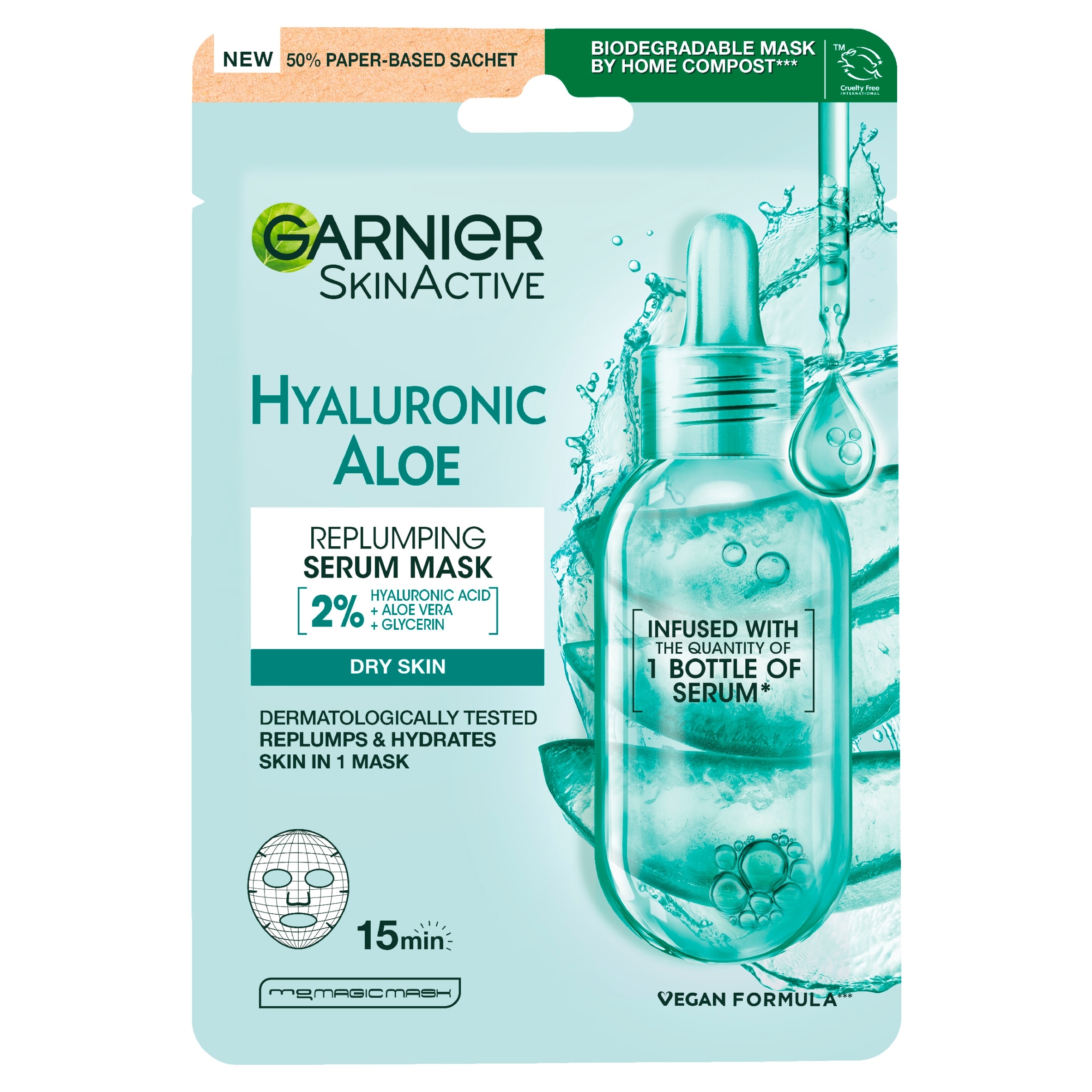 Garnier Hyaluronic Aloe Replumping Serum Mask 28g