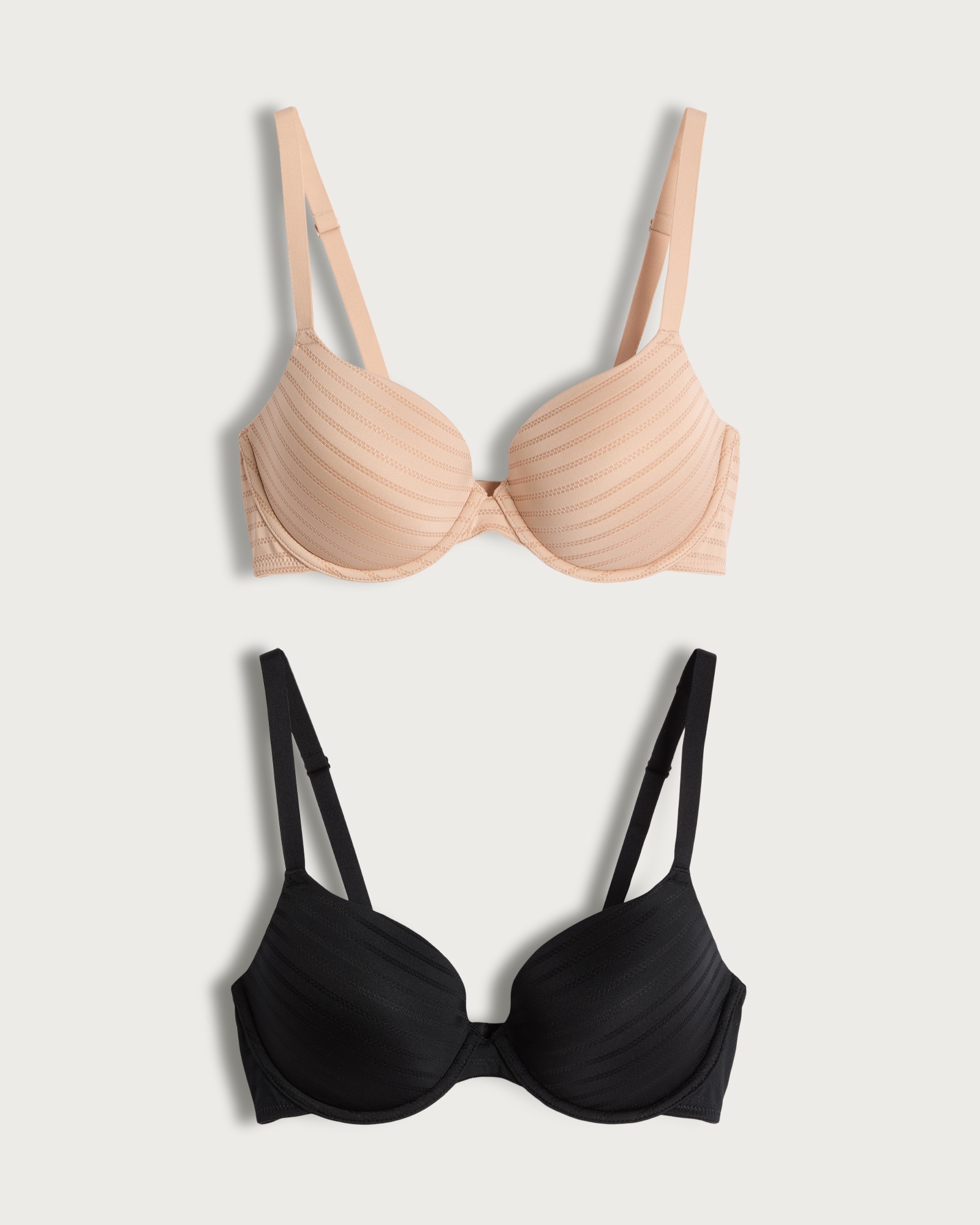 F&F 2-Pack Subtle Striped Wired T-Shirt Bra  in Multi Black White