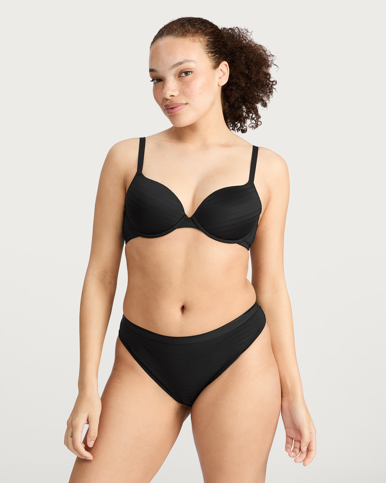F&F 2-Pack Subtle Striped Wired T-Shirt Bra  in Multi Black White thumbnail 3