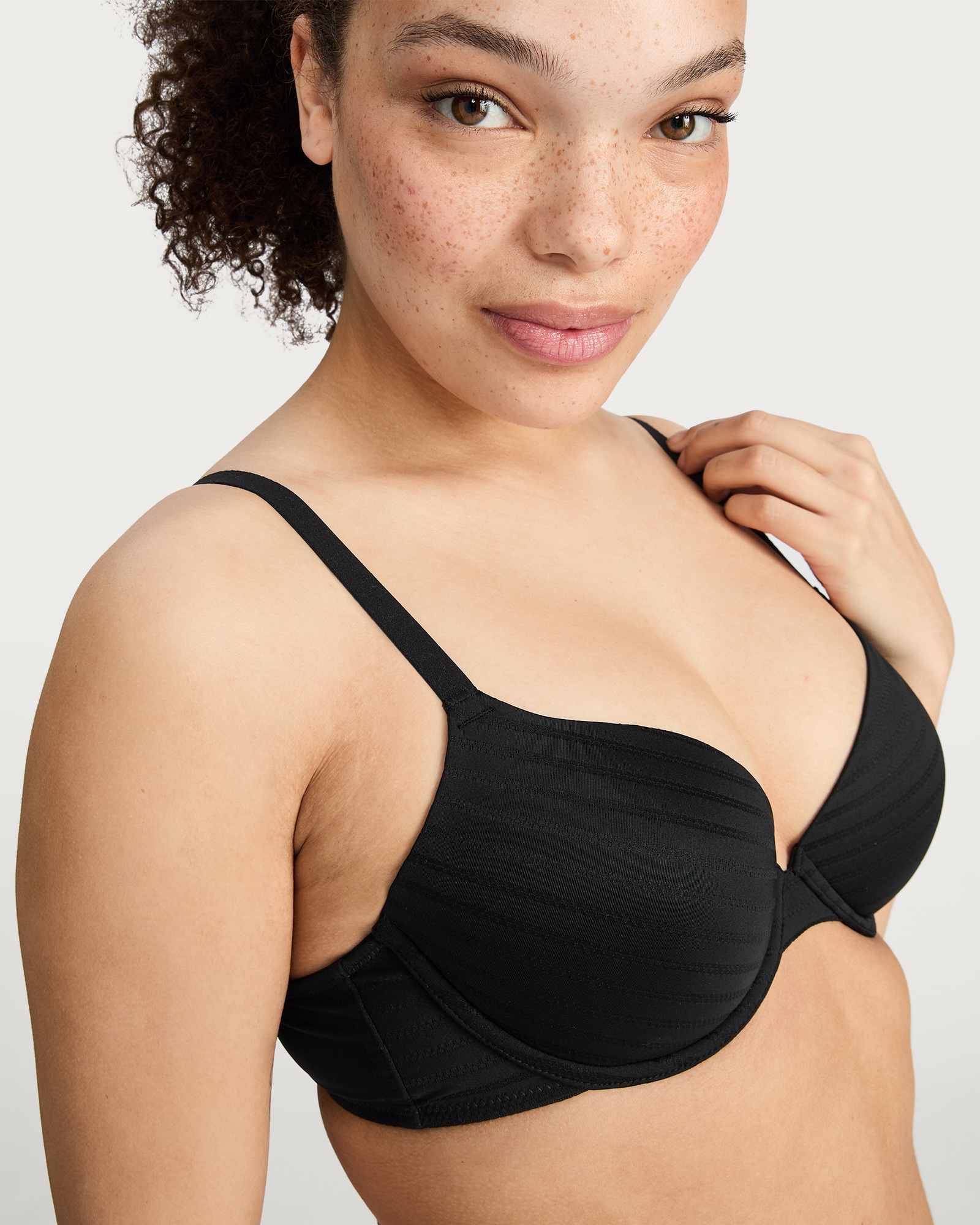 F&F 2-Pack Subtle Striped Wired T-Shirt Bra  in Multi Black White thumbnail 5