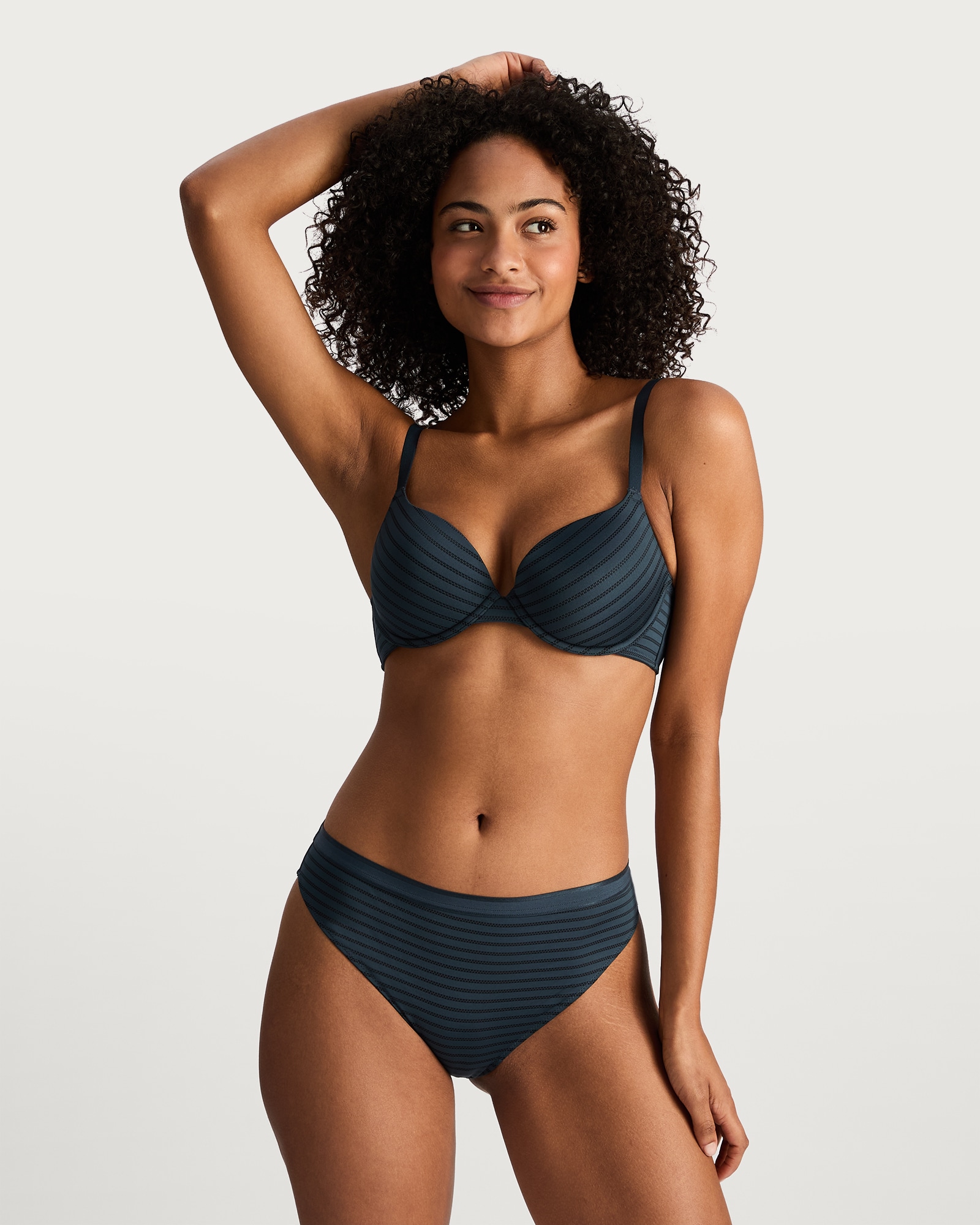 F&F 2-Pack Striped Underwired T-Shirt Bra  in Navy thumbnail 4