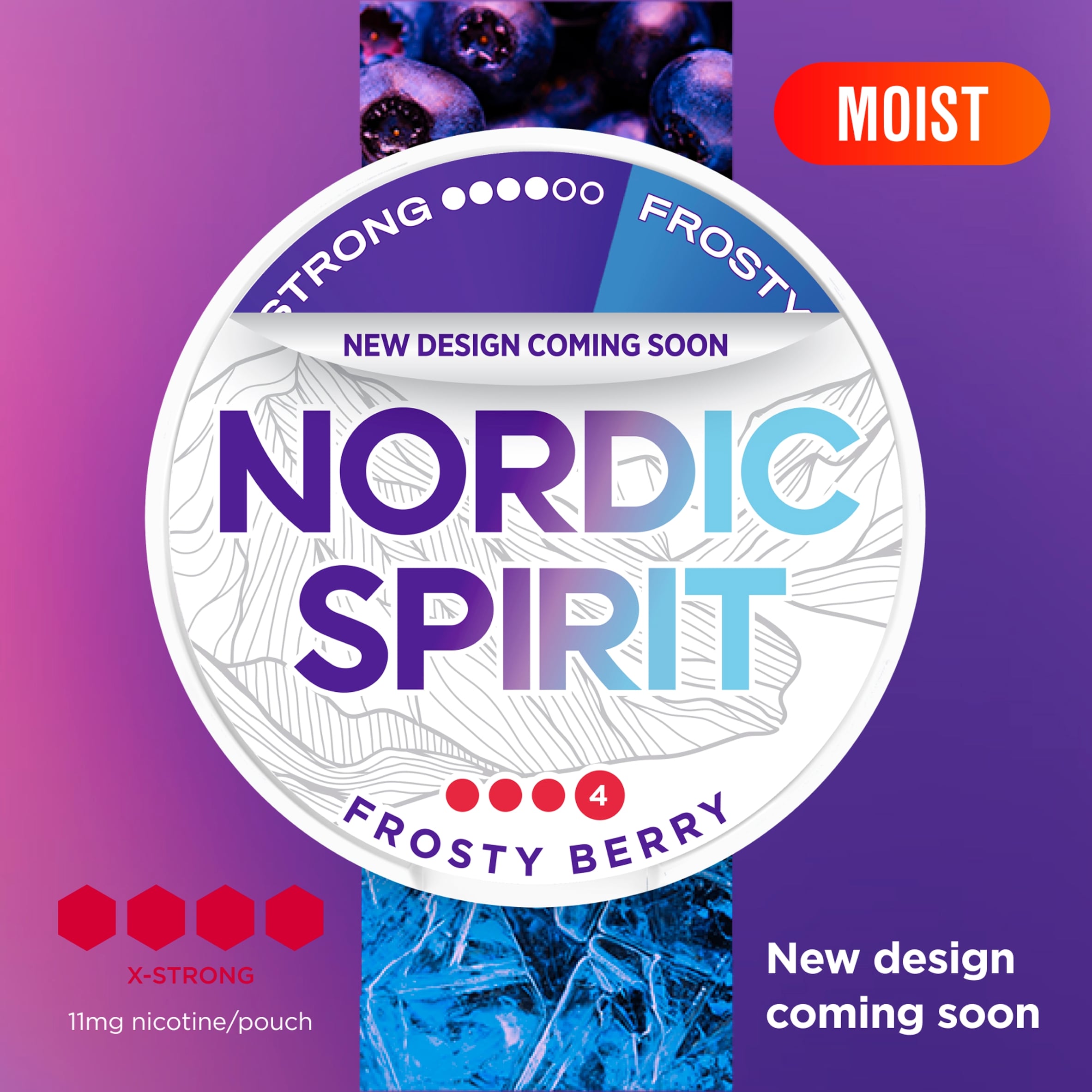 Nordic Spirit Frosty Berry Tobacco Free Nicotine Pouches Extra Strong 20 Pack 11mg 14g thumbnail 2