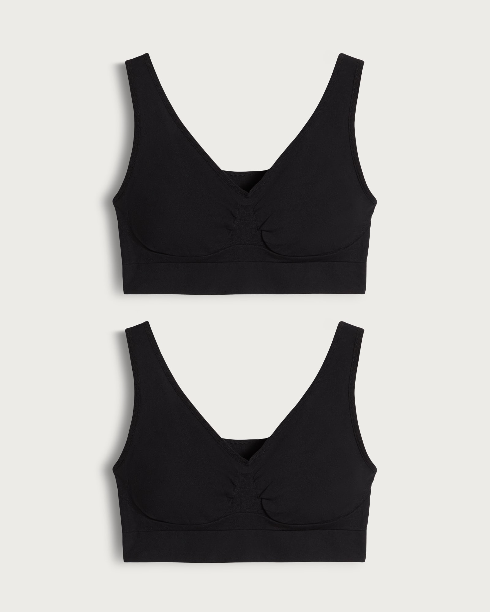 F&F 2-Pack Contour Seamfree Non Wired Crop Tops in Black