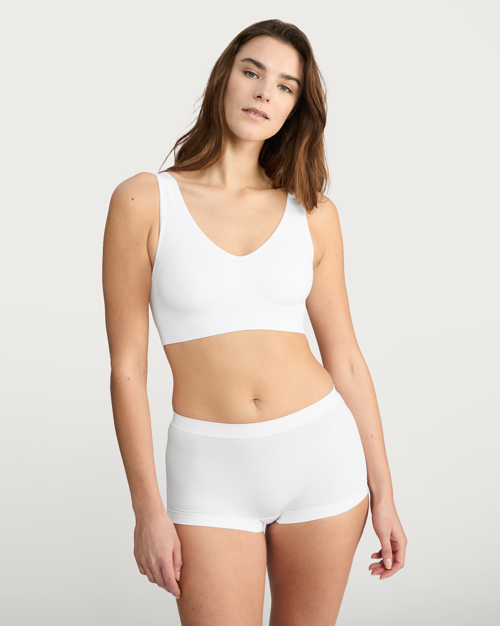 F&F 2-Pack Contour Seamfree Crop Tops in White thumbnail 2