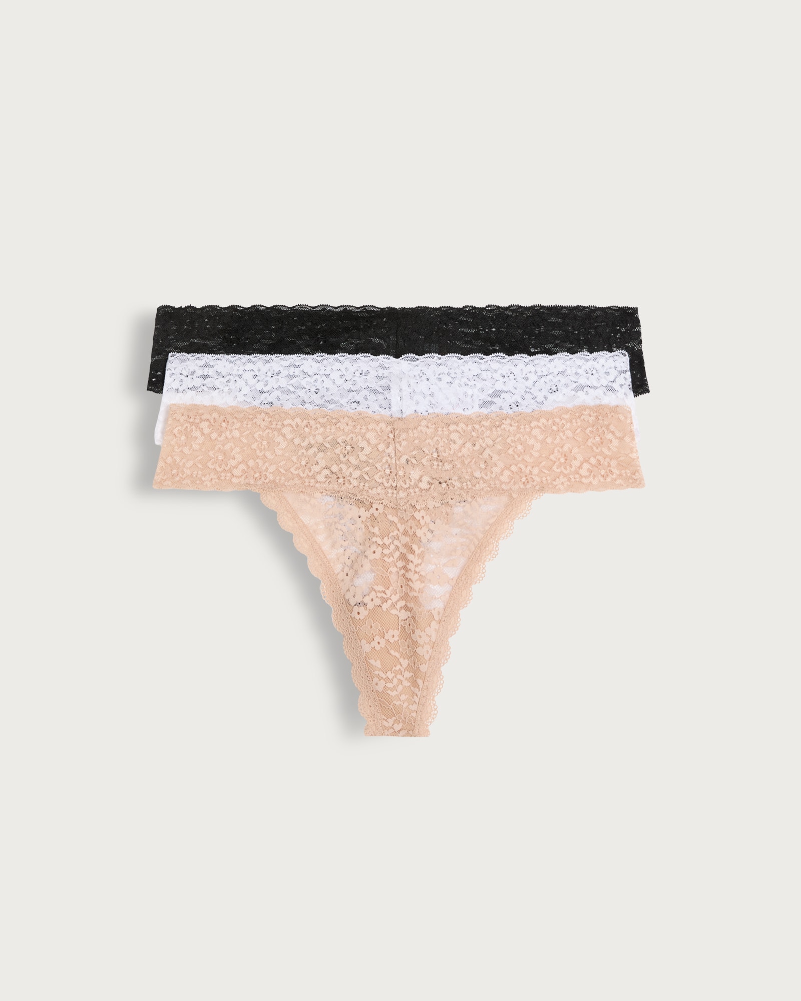 F&F 3-Pack Lace Thongs in Multi Black White thumbnail 4