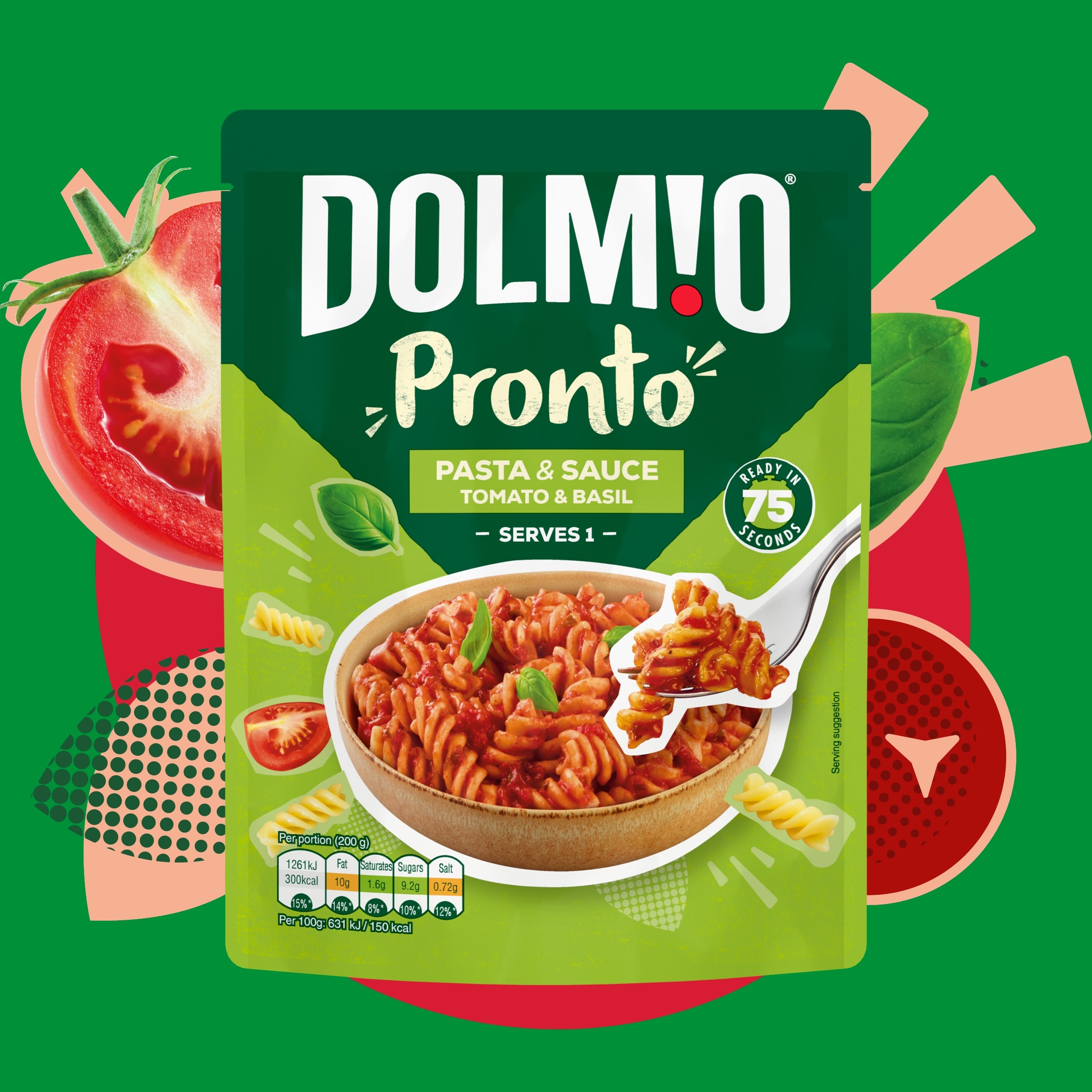 Dolmio Pronto Microwave Instant Pasta Meal Tomato and Basil 200g thumbnail 2