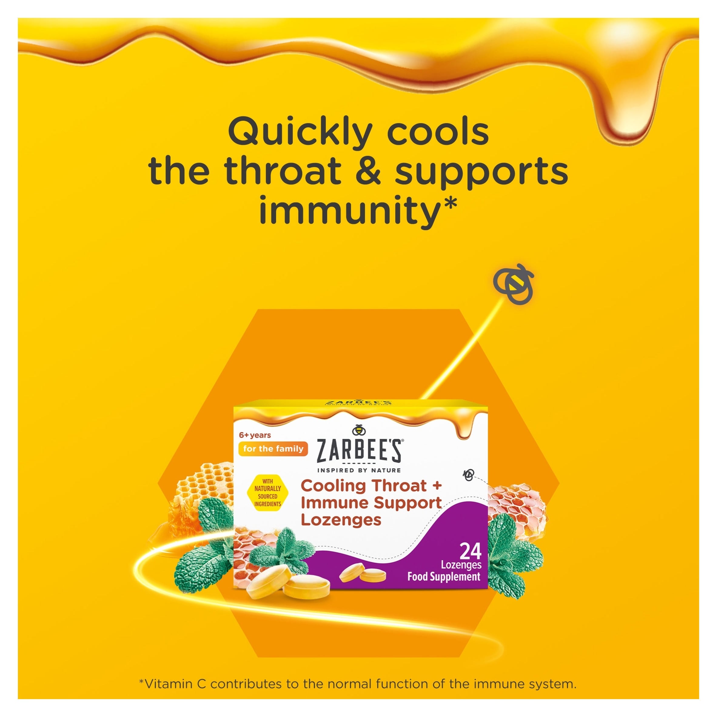 Zarbee's Cooling Throat + Immune Support Lozenges 24s thumbnail 2