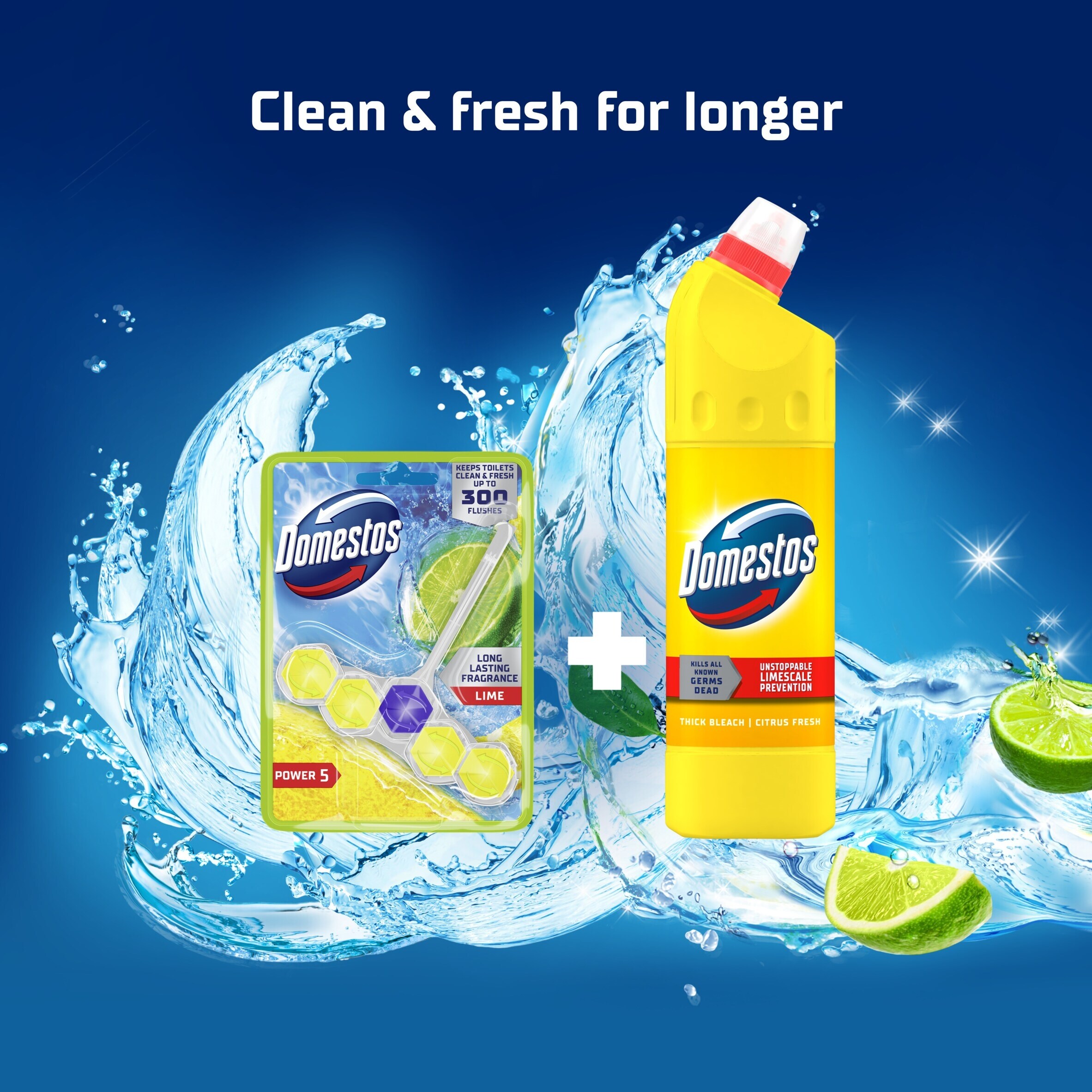 Domestos Power 5 Toilet Rim Block Freshener Lime 50g thumbnail 3