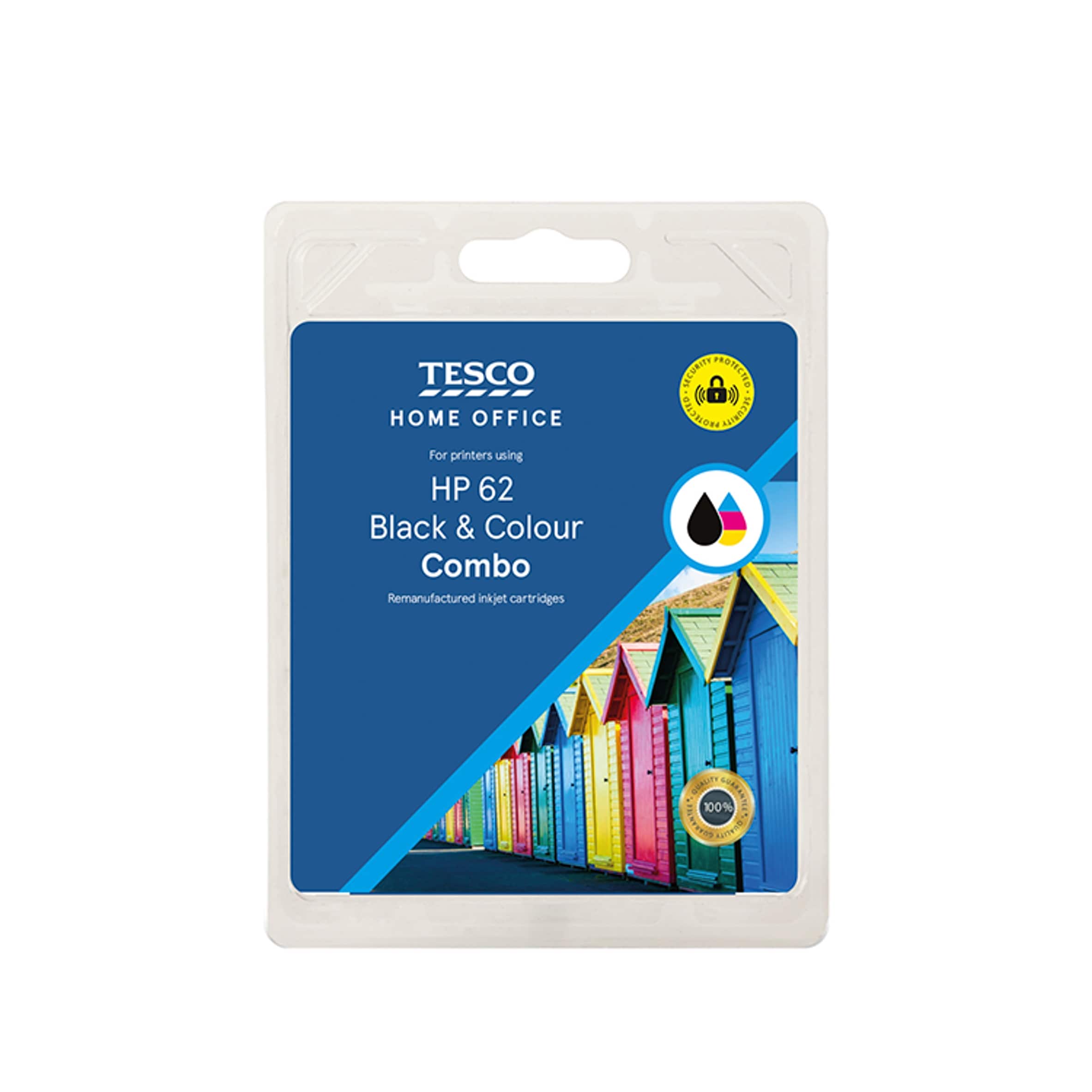 Tesco HP62 Remanufactured Black & Colour Combo Printer Ink Cartridges