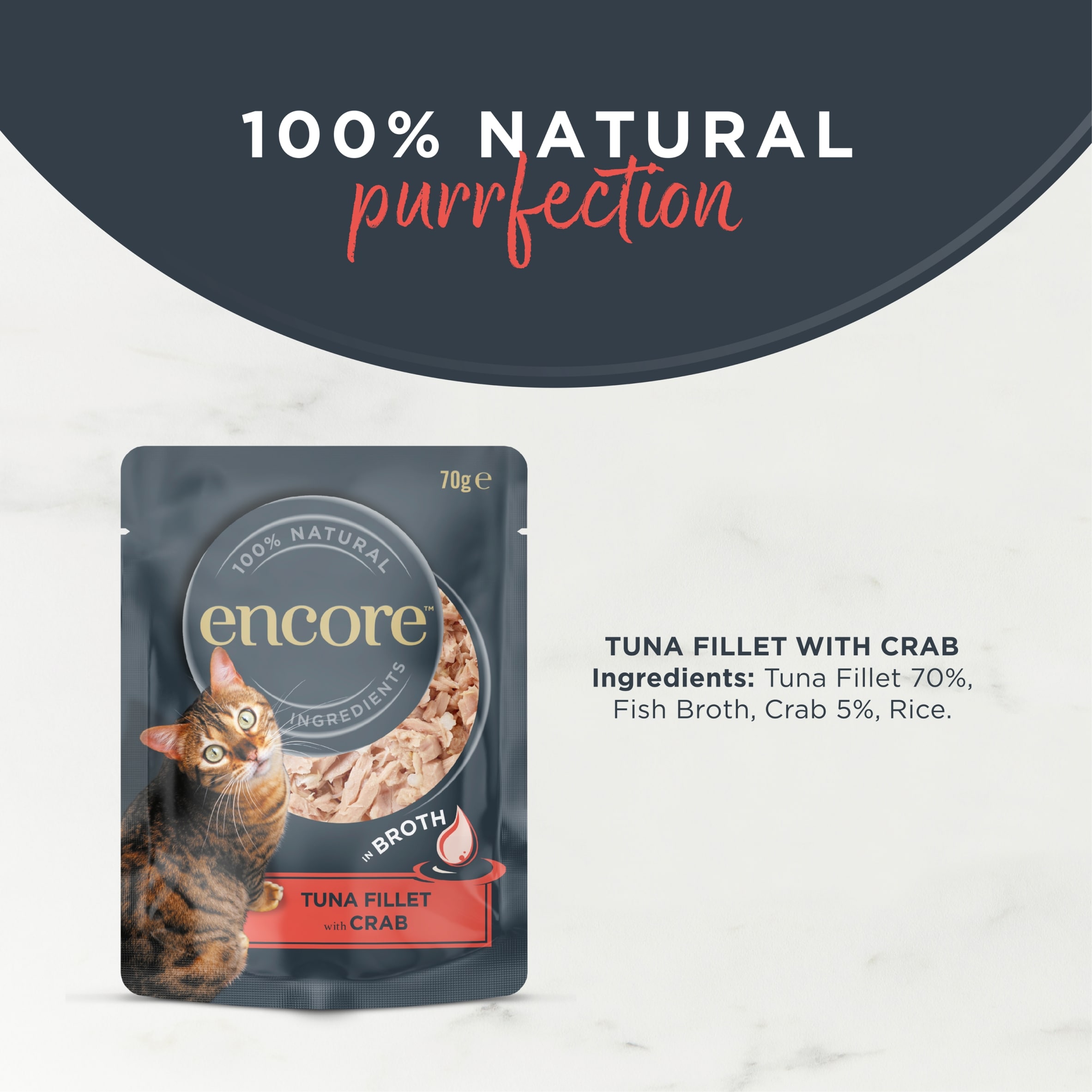 Encore Tuna Fillet with Crab in Broth Cat Food 70g thumbnail 3