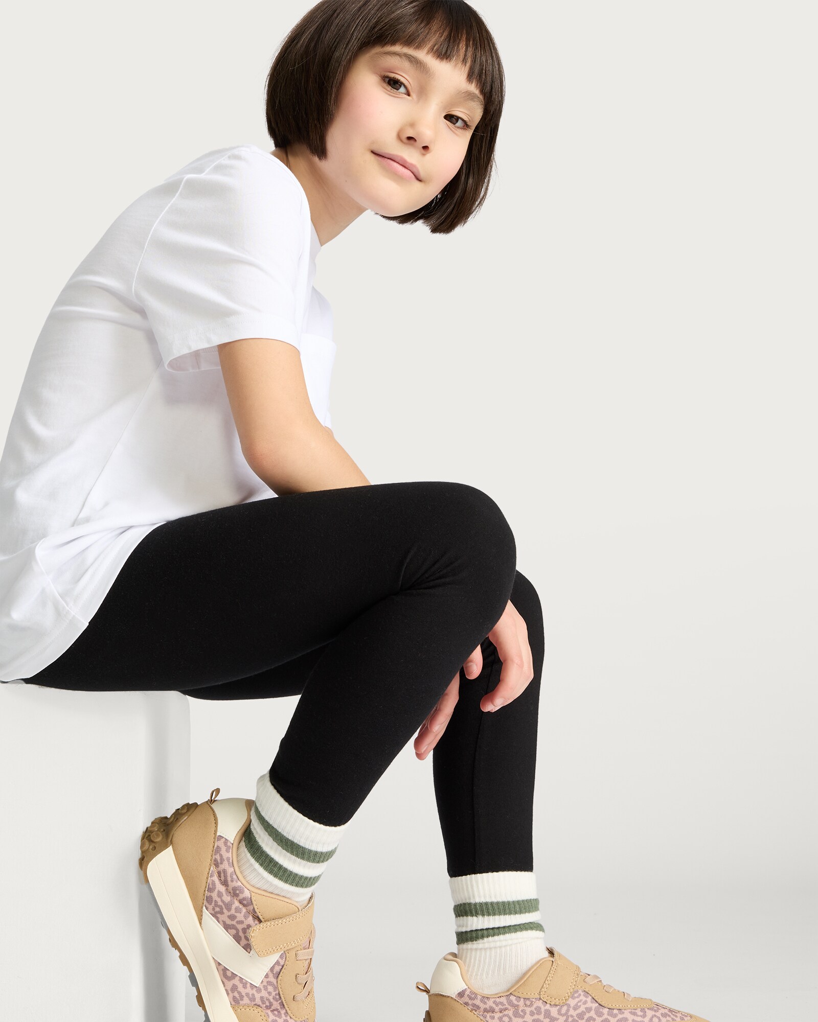 F&F Girls 3-Pack Plain Leggings in Black thumbnail 4